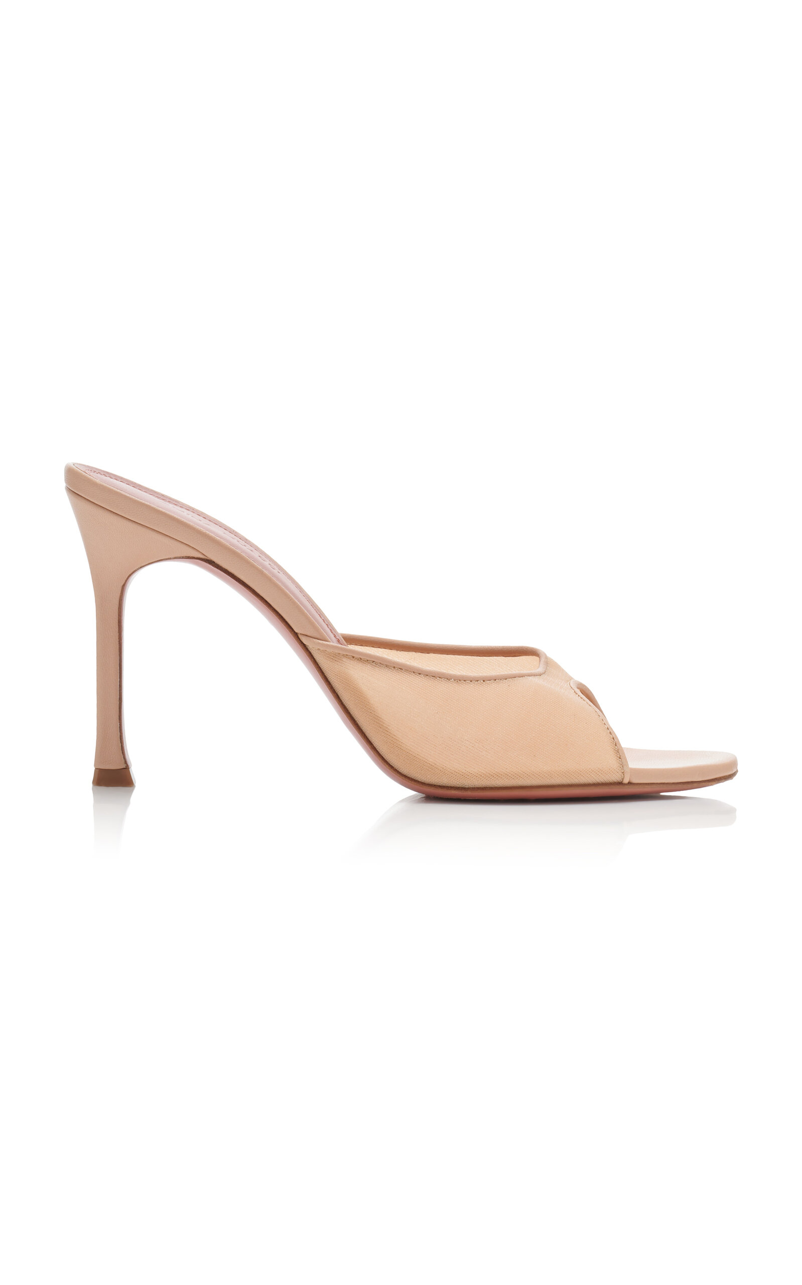 Shop Amina Muaddi Alexa Mesh Sandals In Neutral