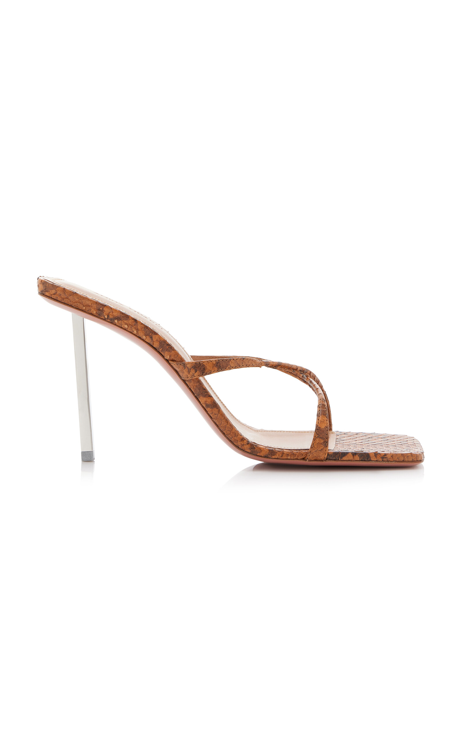 AMINA MUADDI ADRIANA SNAKE-EFFECT LEATHER SANDALS