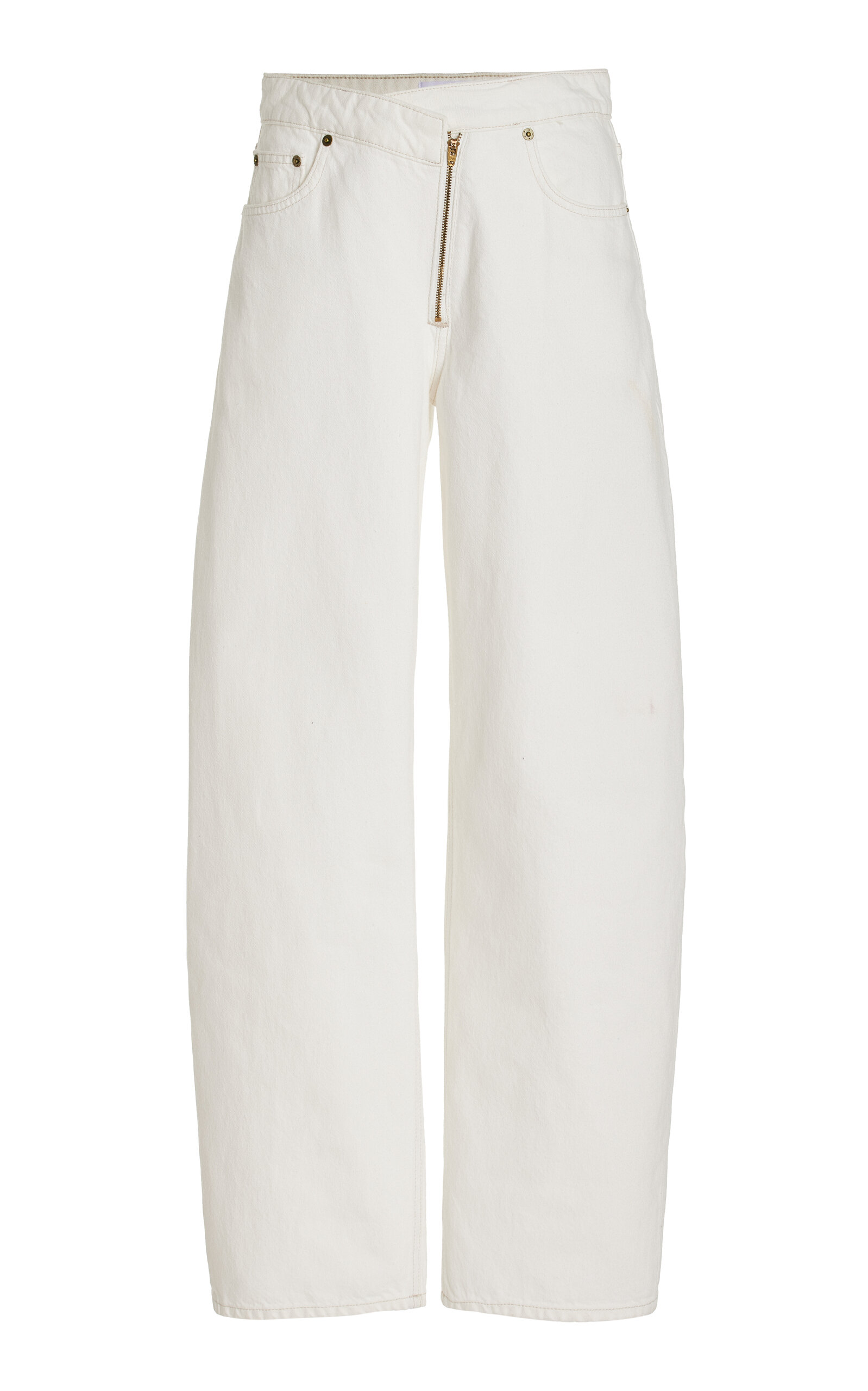 FRAME - Zip-Detailed Rigid High-Rise Barrel Jeans - White - 25 - Moda Operandi