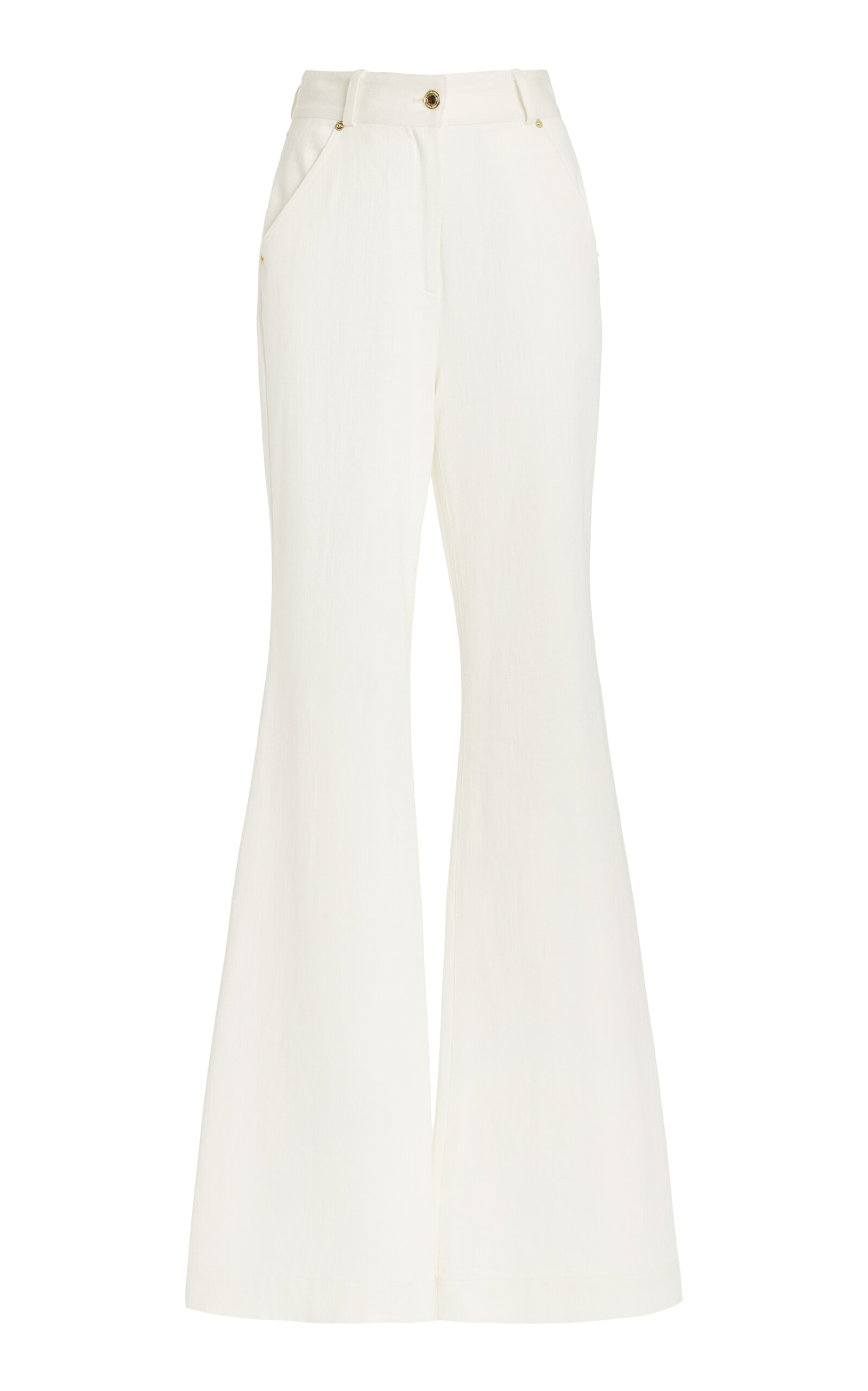 Sergio Hudson High-rise Cotton Wide-leg Pants In Ivory