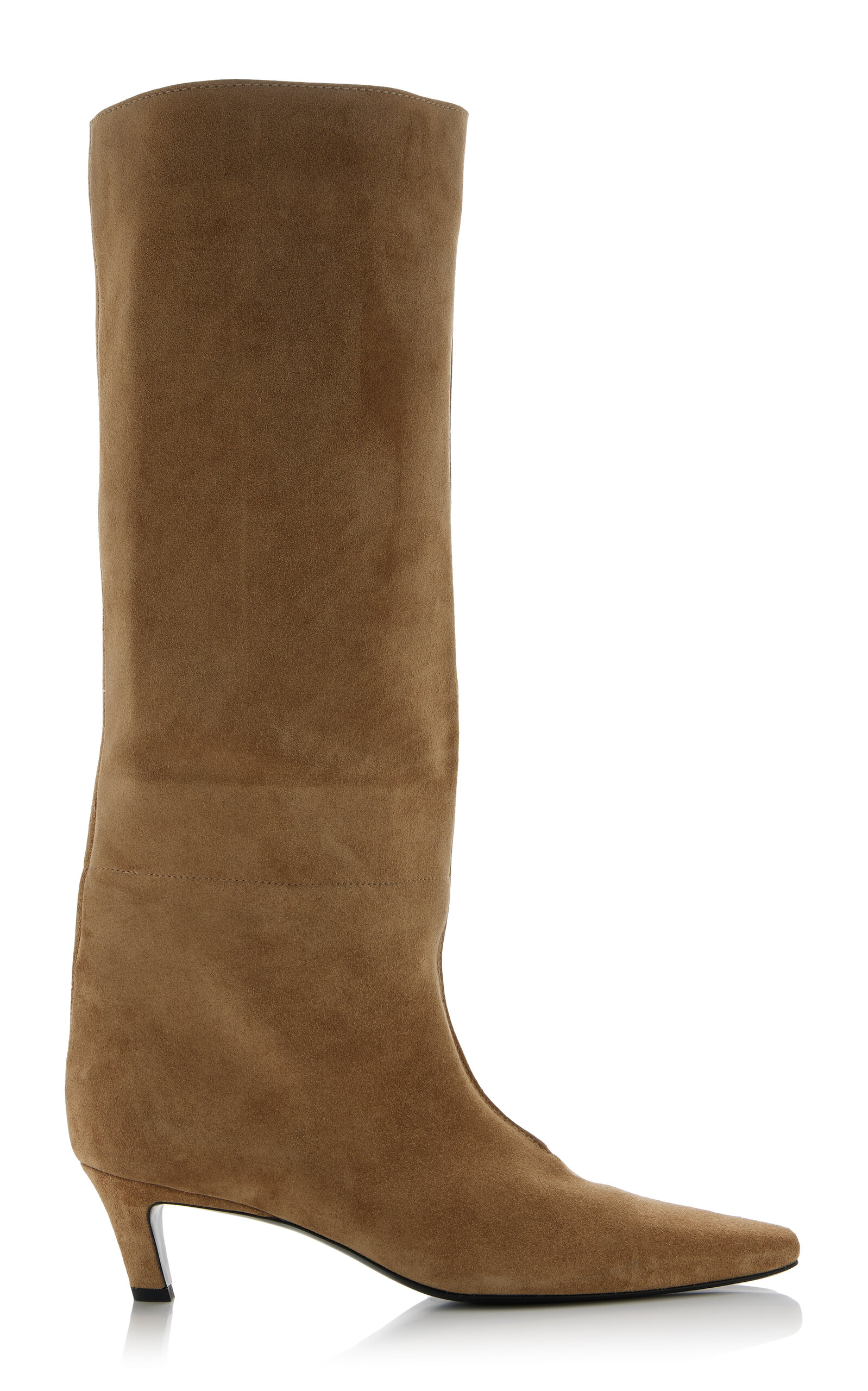 Shop Totême The Wide Leather Knee Boots In Tan