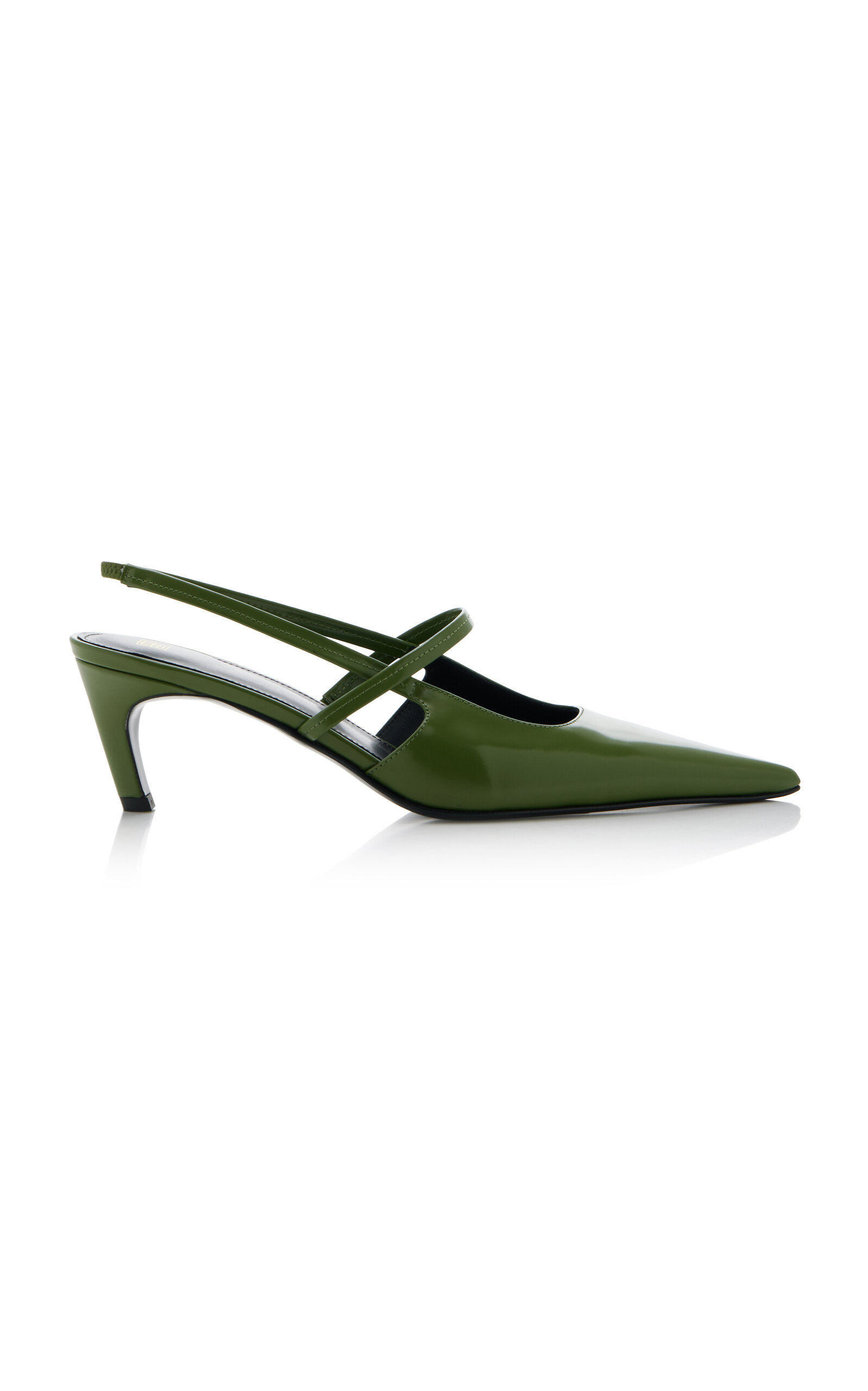 Shop Totême The Sharp Leather Slingback Pumps In Green