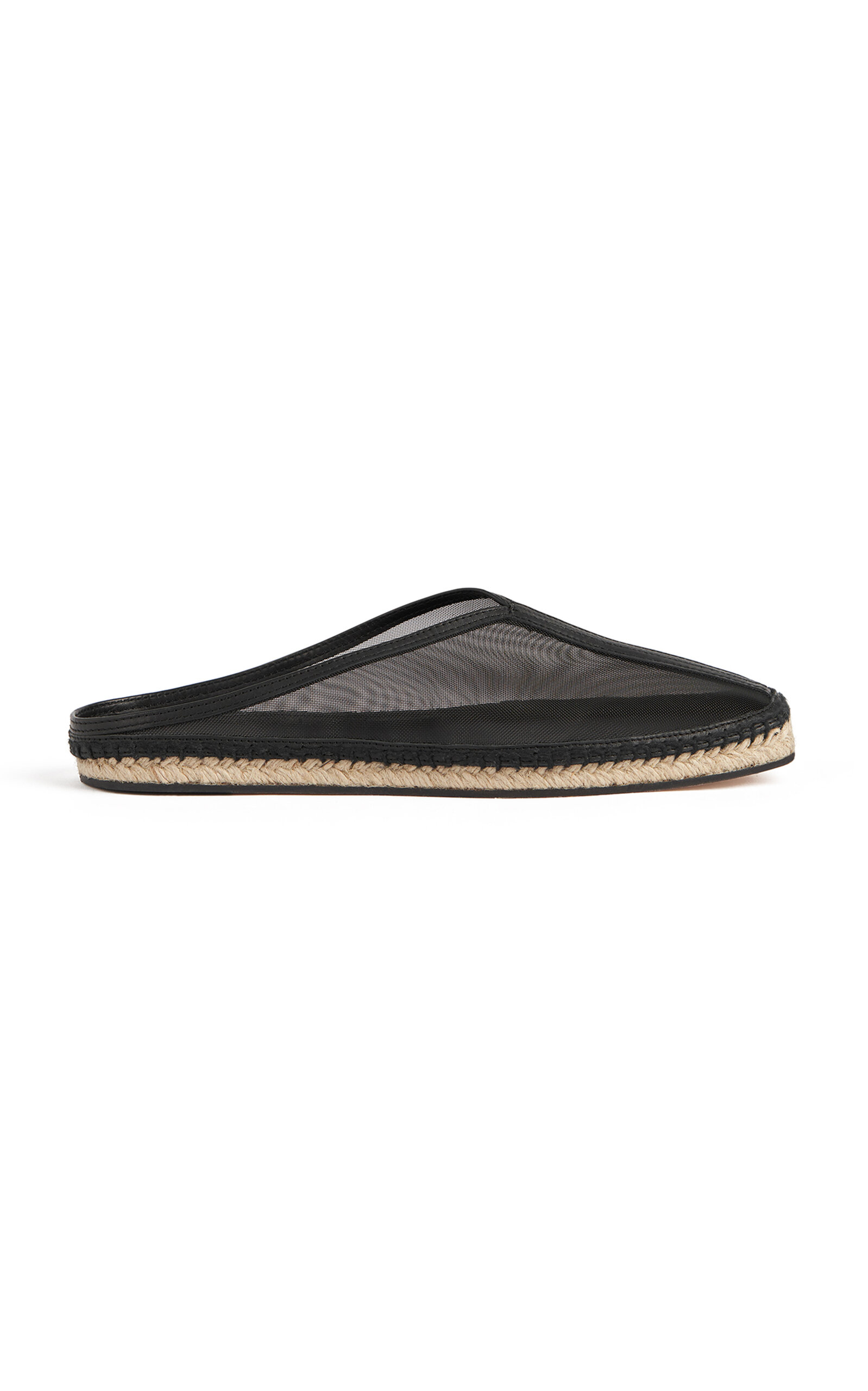 Leather-Trimmed Mesh Slippers