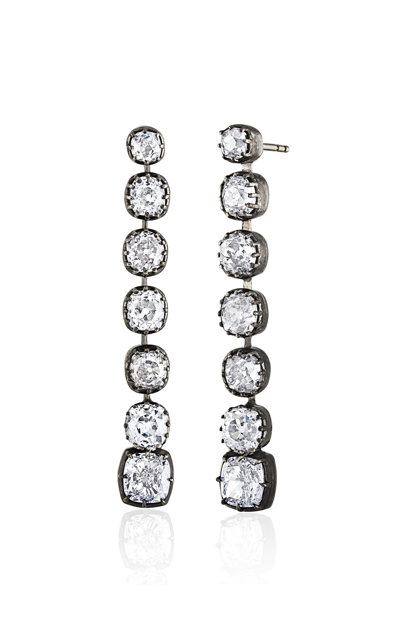 14K Gold & Silver Diamond Earrings