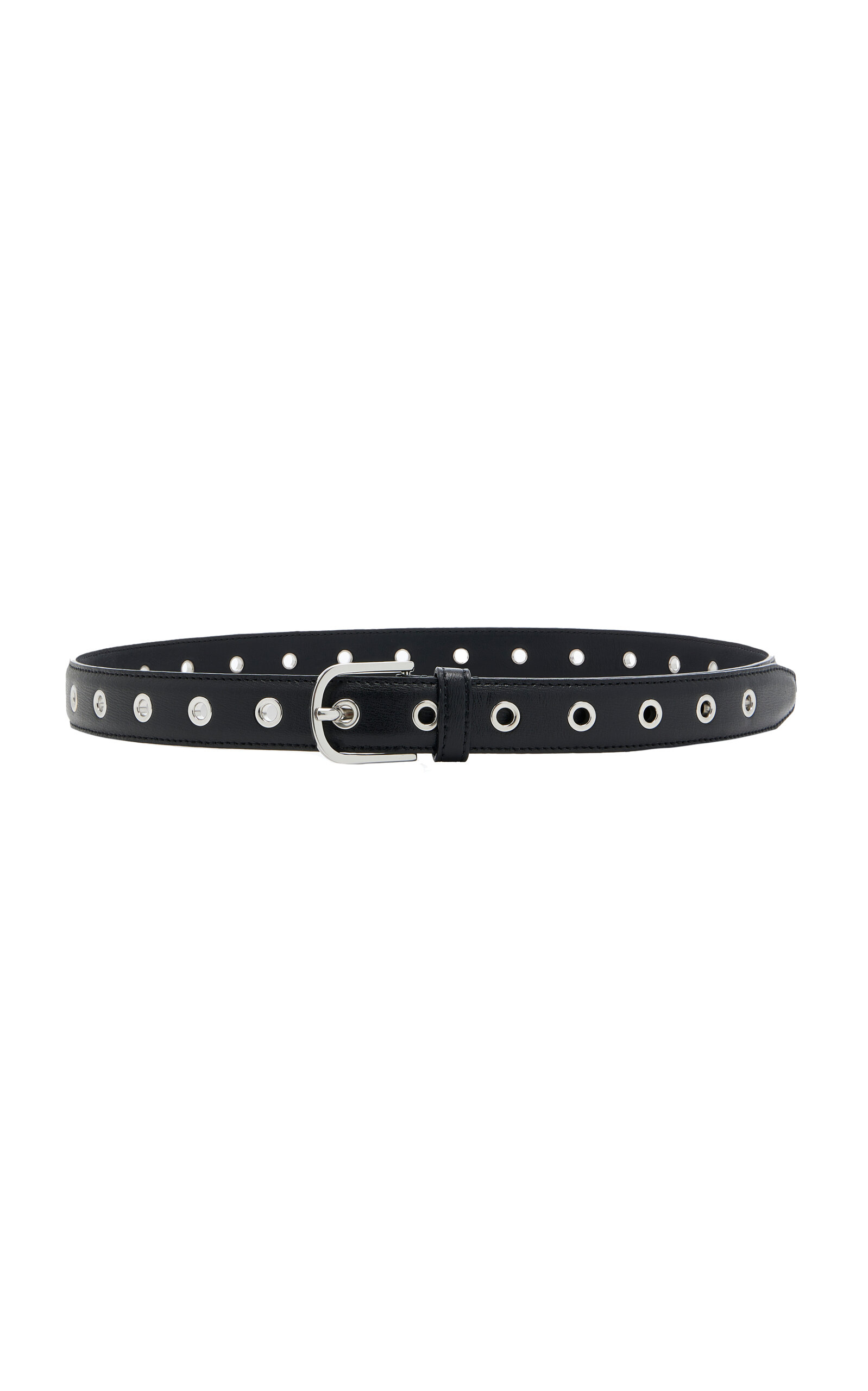 Shop Totême Eyelet Leather Belt In Black