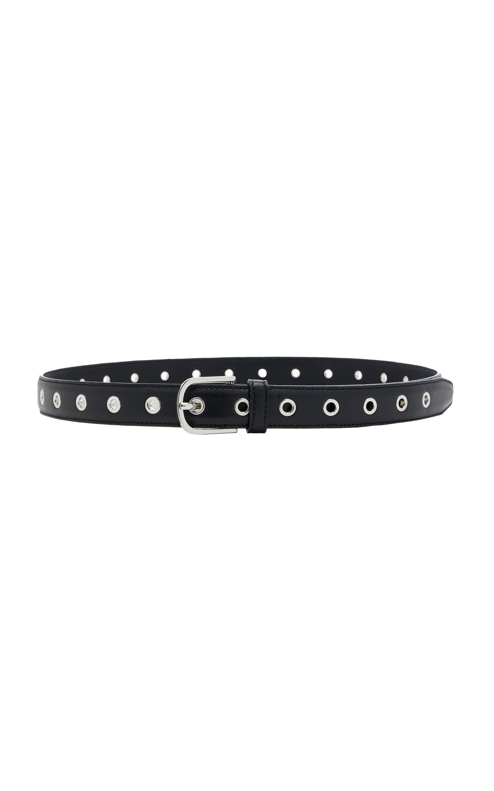 Toteme Eyelet Leather Belt - Black - 70 cm