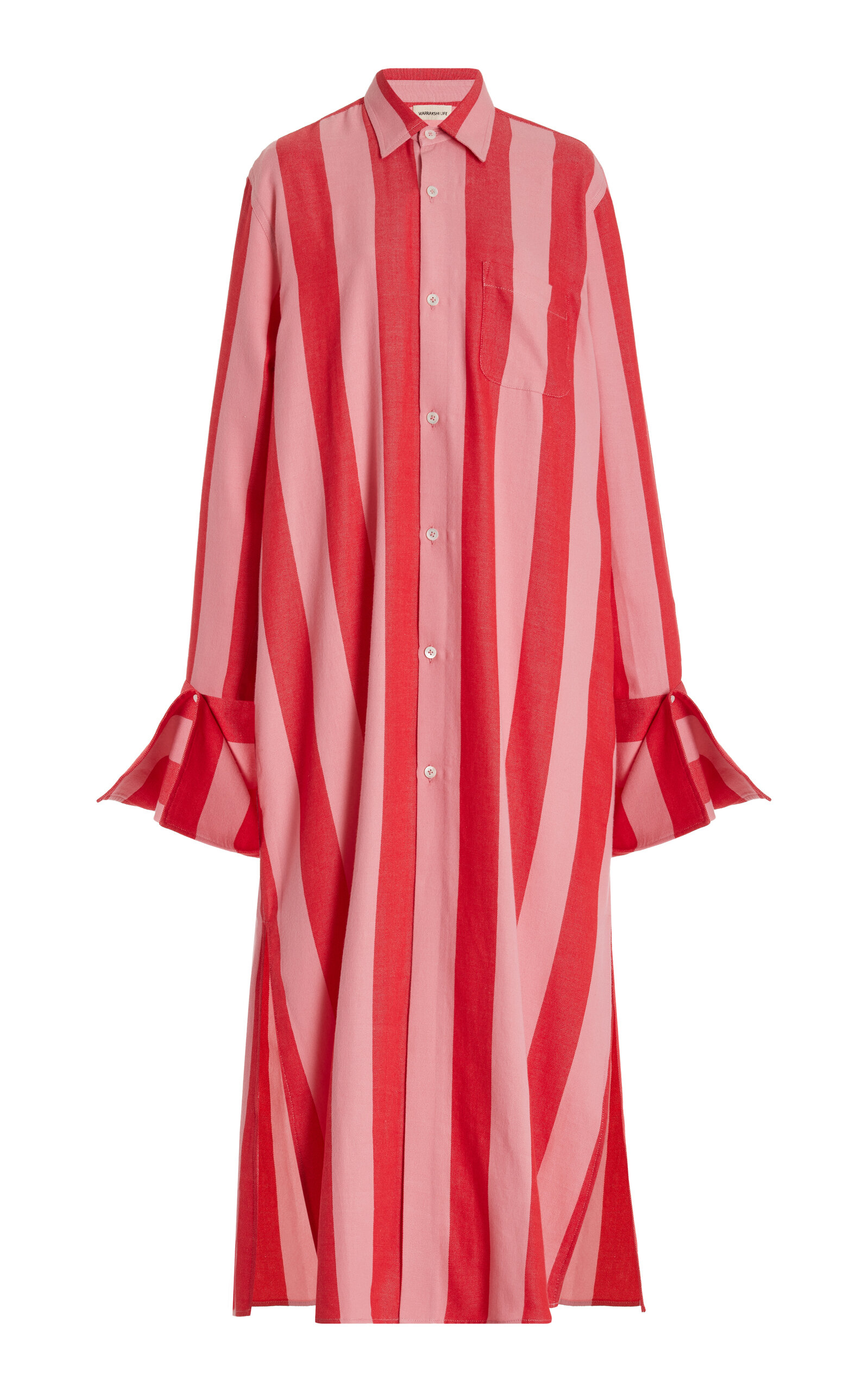 Shop Marrakshi Life Exclusive Striped Cotton Maxi Shirt Dress In Red