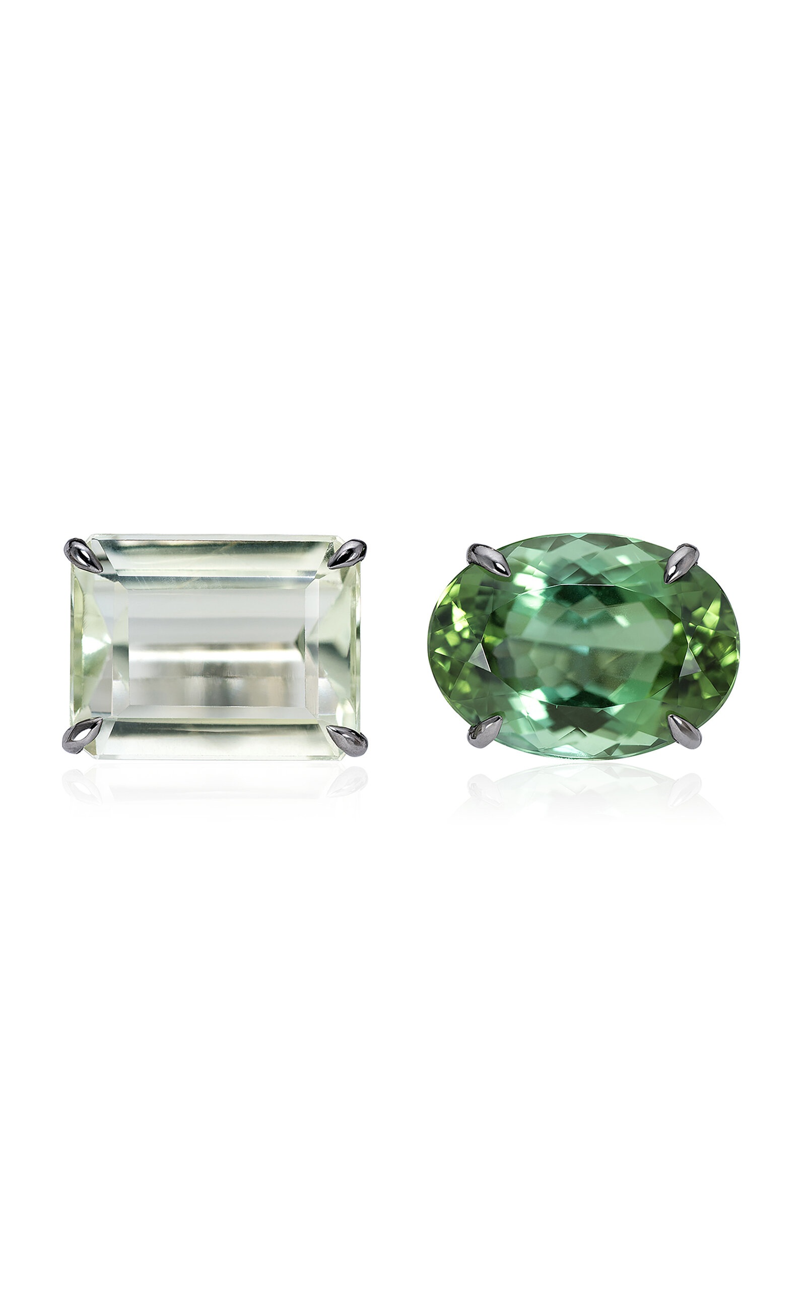 Sauer 18k Black Rhodium-plated Love Wins Stud Earrings  With Tourmaline And Beryl In Green