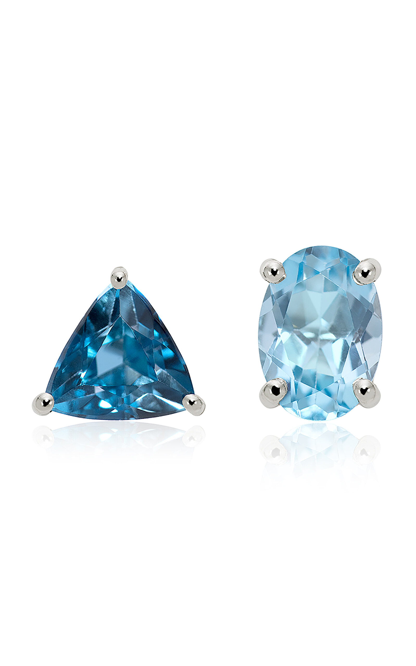 Sauer 18k White Gold Love Wins Stud Earrings In Blue