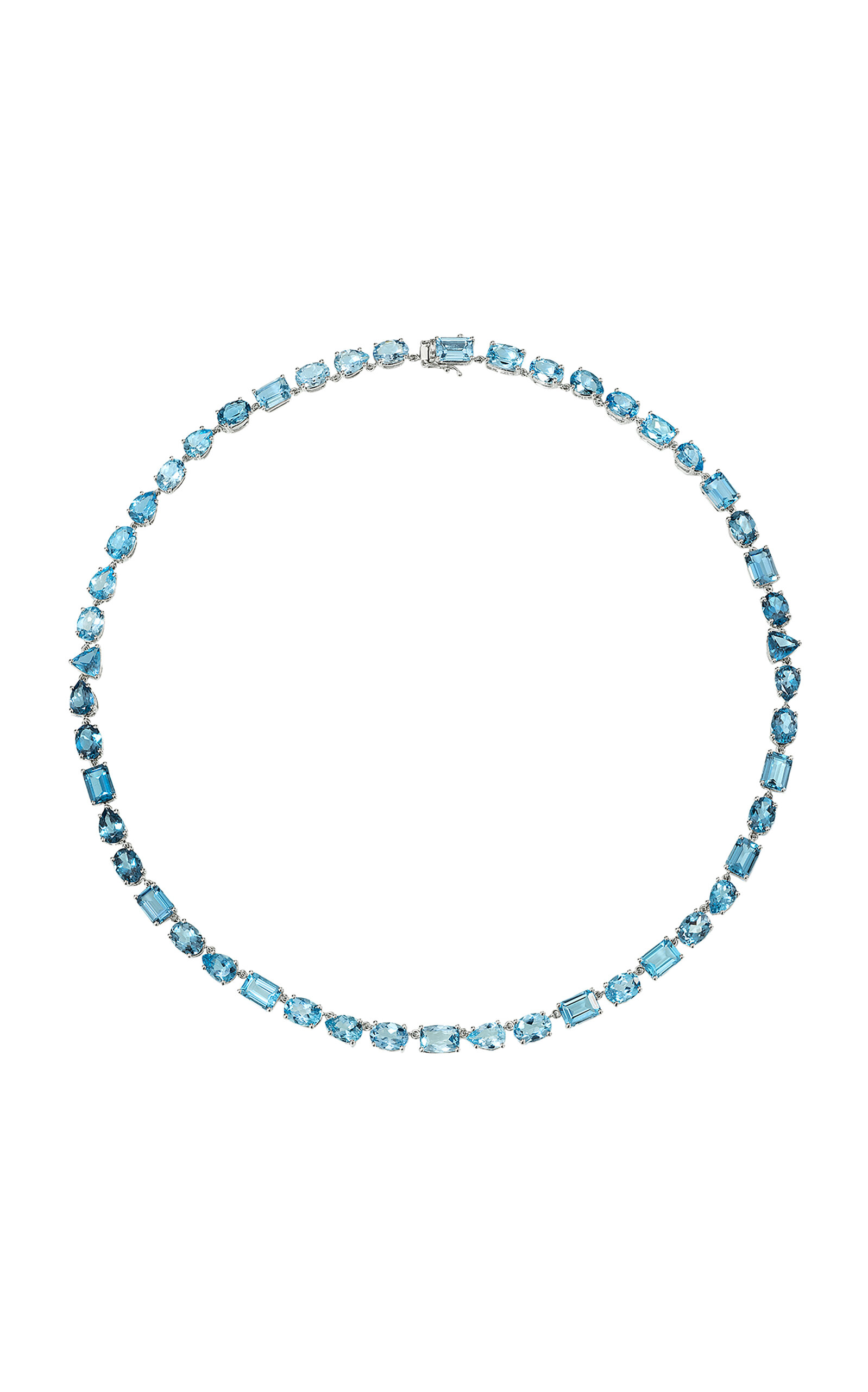 Sauer 18k White Gold Love Wins Necklace With Aquamarine & Blue Topaz