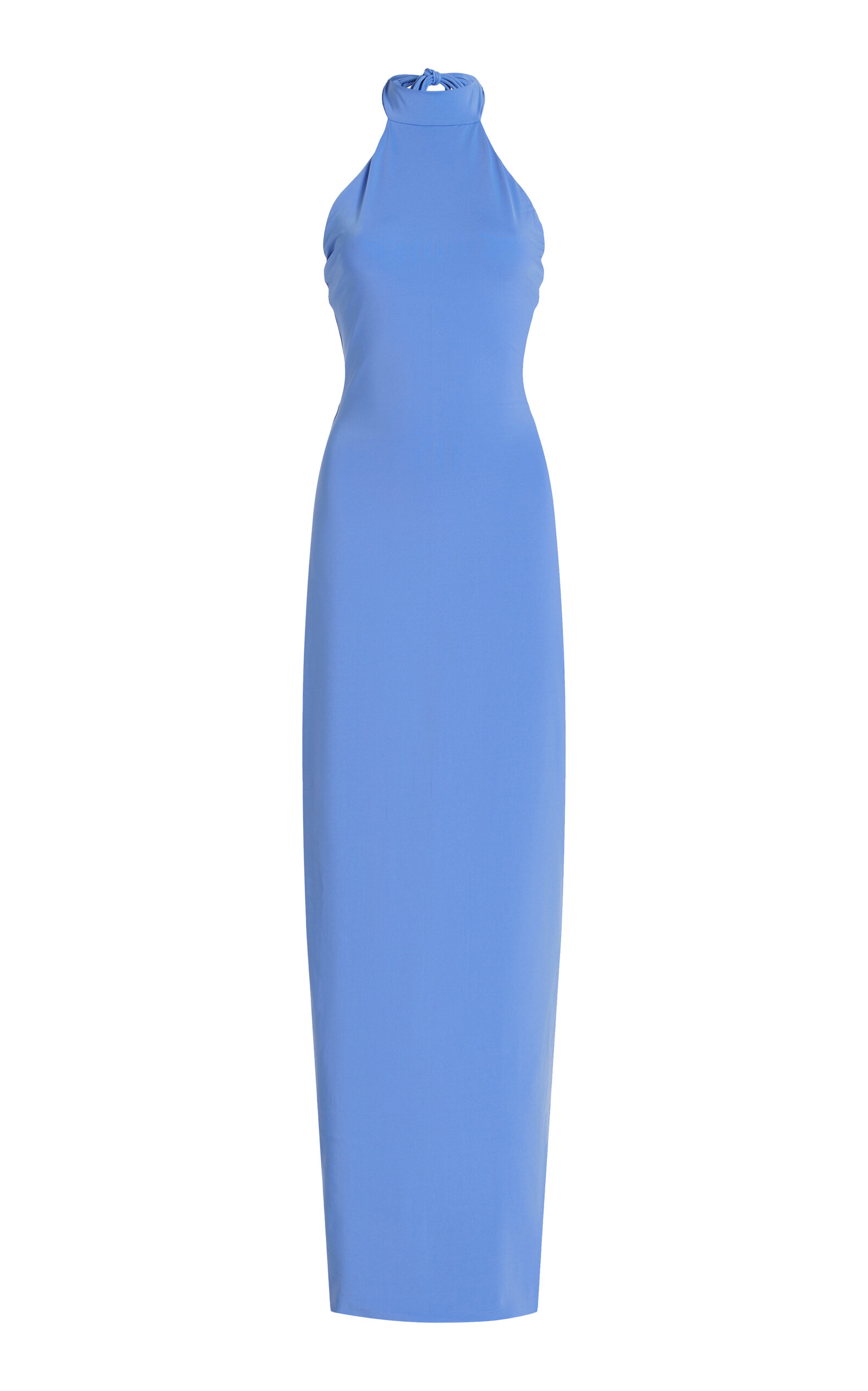 Shop Maygel Coronel Exclusive Lapiere High Neck Jersey Maxi Dress In Blue