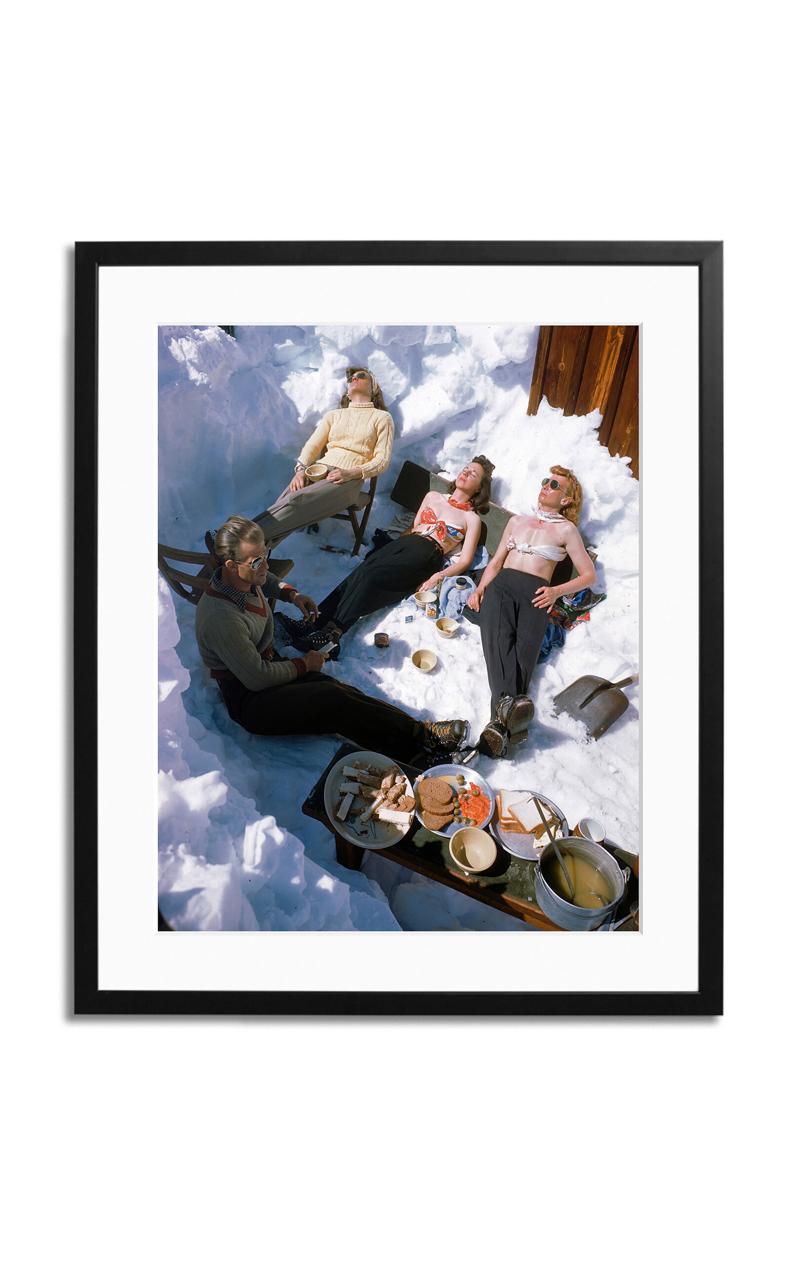 Sonic Editions Skiers Sunbathing Framed Photography Print In Multi