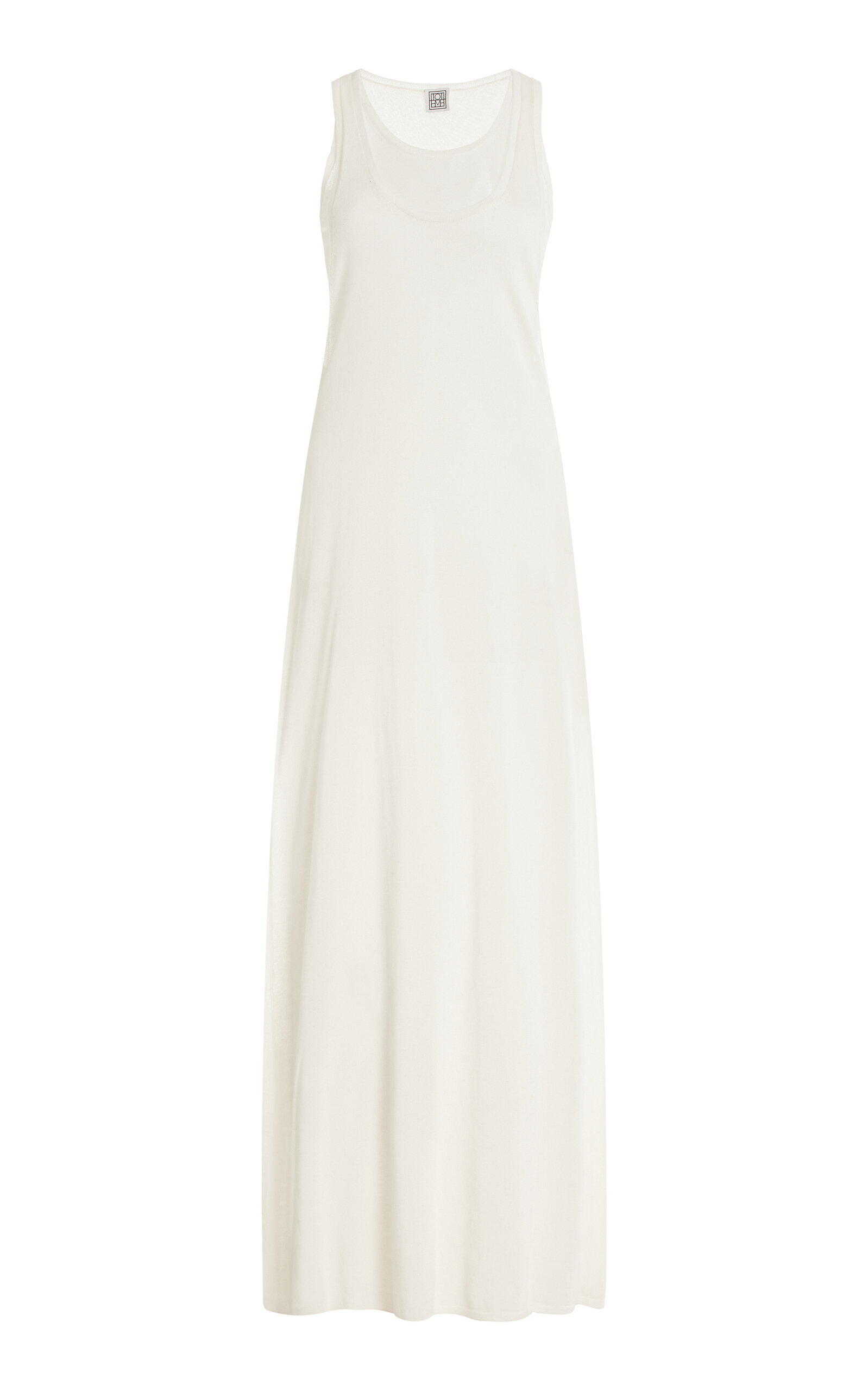 Shop Totême Layered Knit Lyocell-cashmere Maxi Dress In Ivory