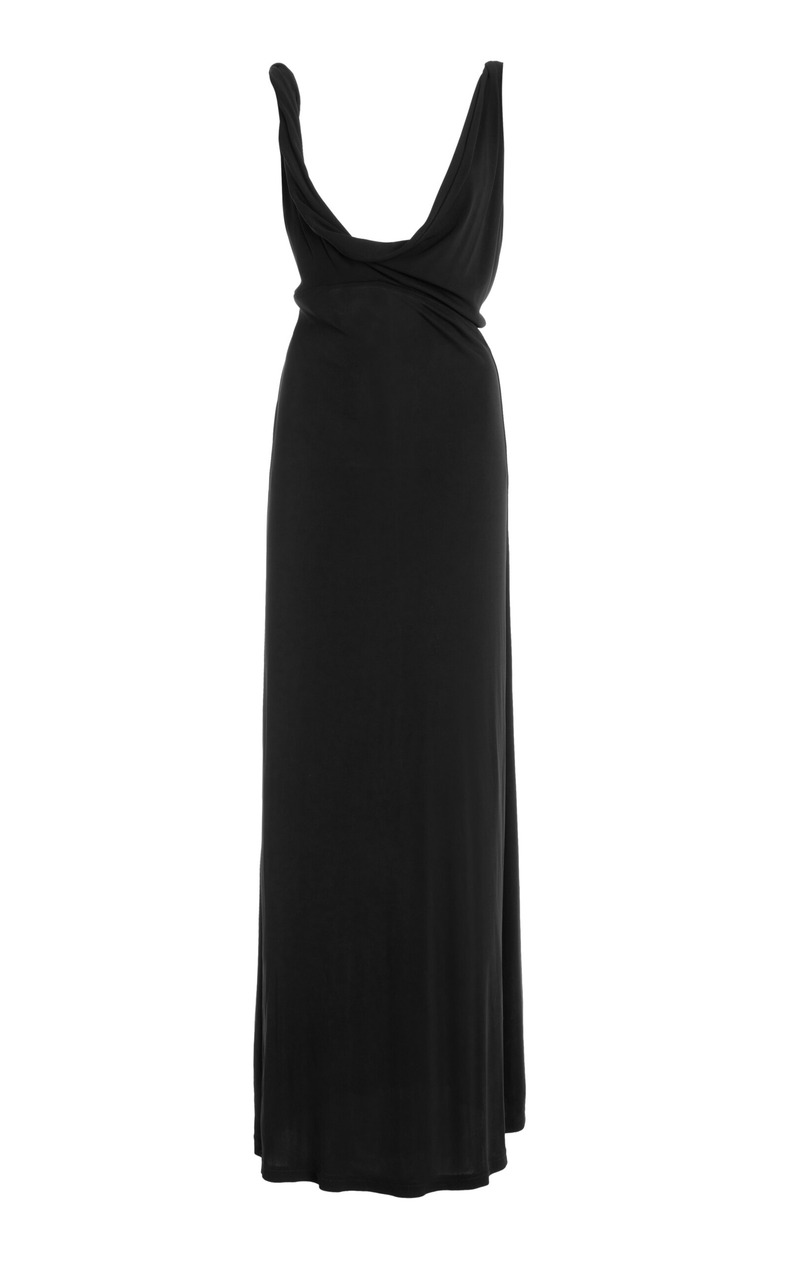 Shop Totême Draped Crepe Maxi Dress In Black