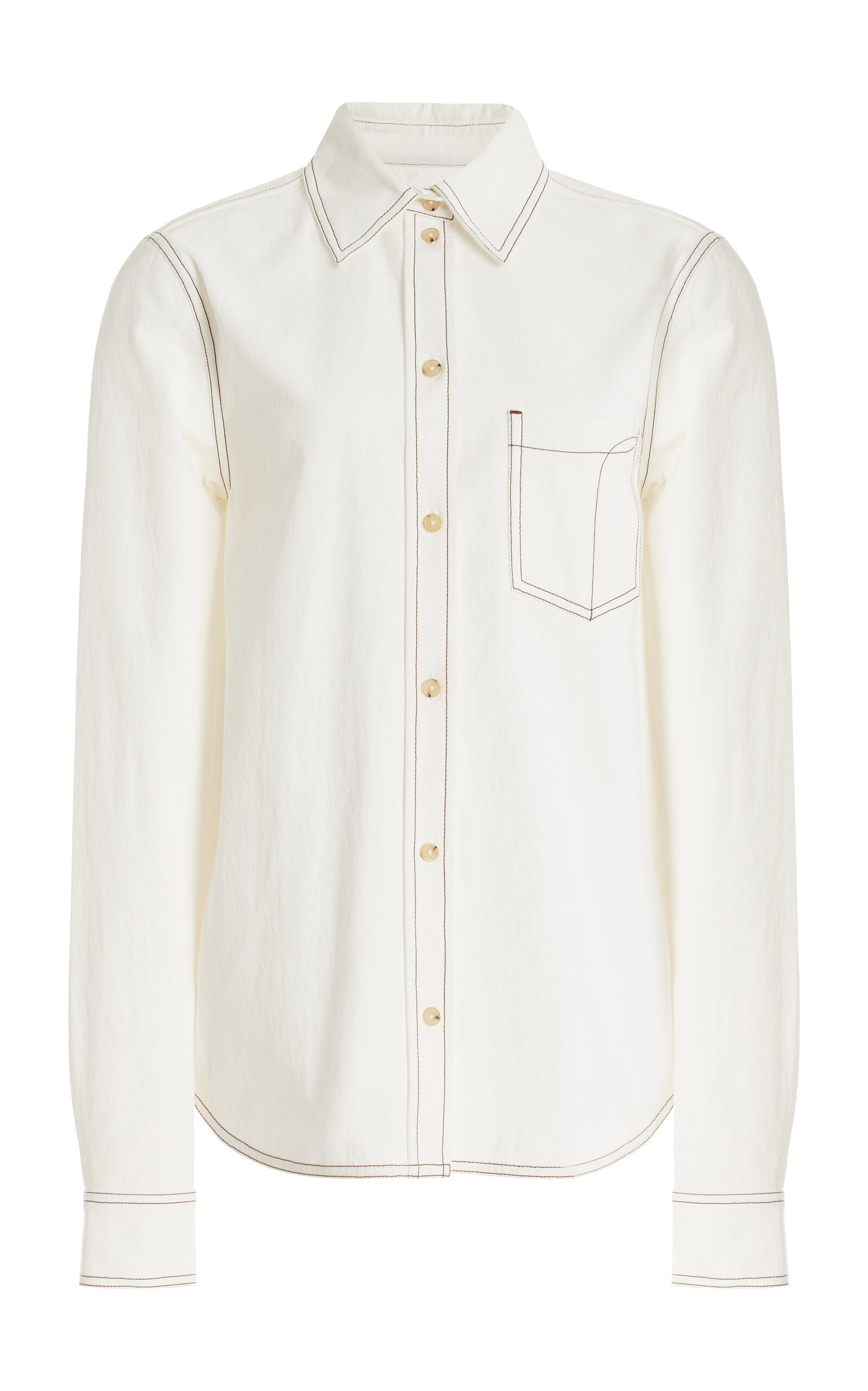 Shop Totême Petite Tumbled Organic Cotton Shirt In White