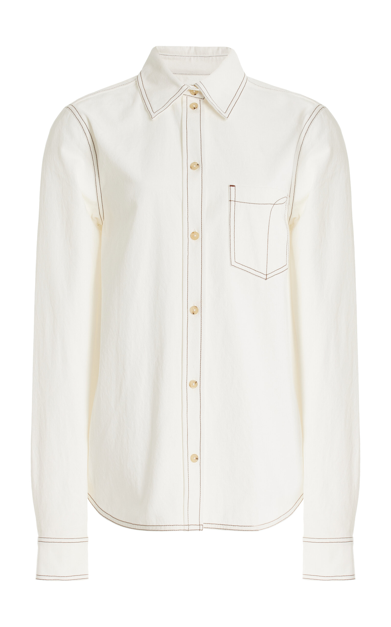 Toteme Petite Tumbled Organic Cotton Shirt - White