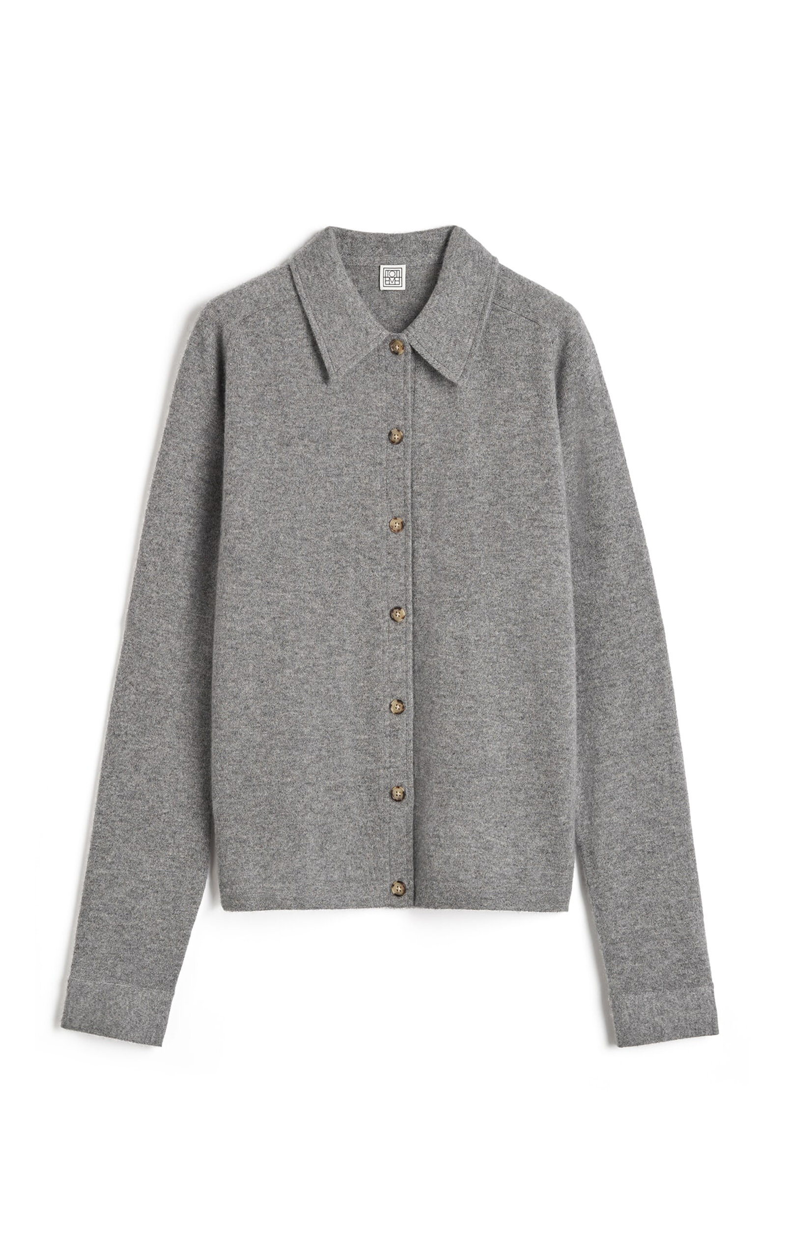 Shop Totême Raglan-sleeve Cashmere Shirt In Grey