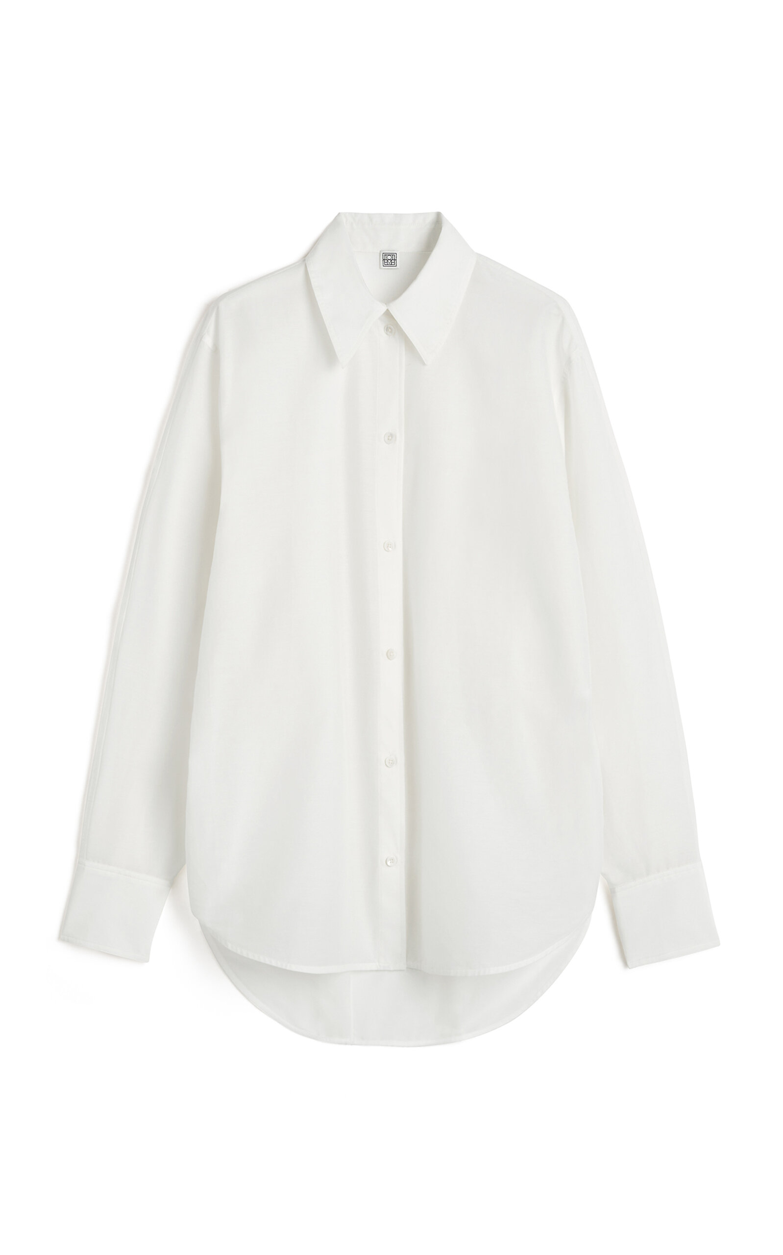 Shop Totême Kimono-sleeve Cotton-blend Shirt In White