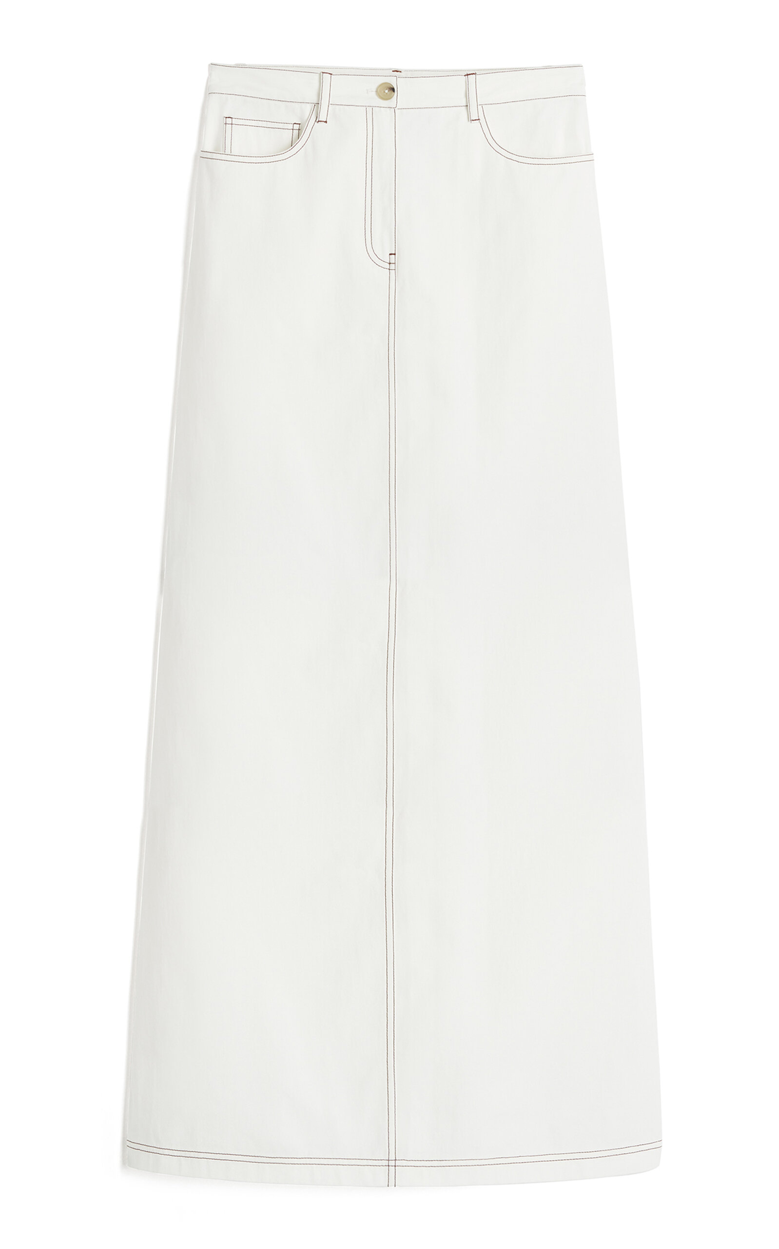 Totême Tumbled Cotton Midi Skirt In White