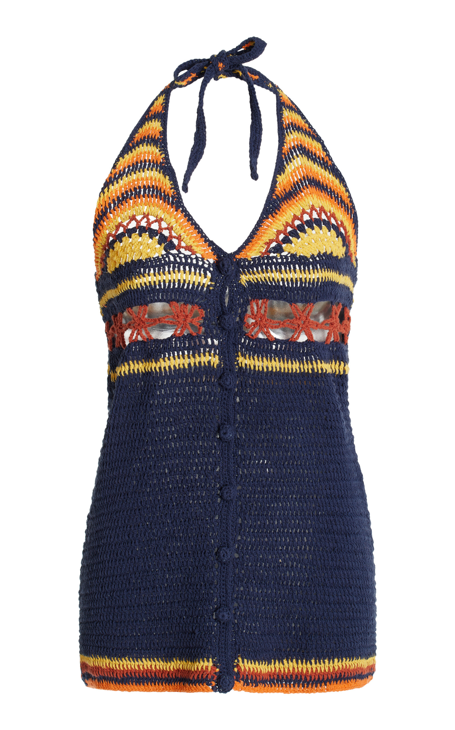 Shop Akoia Swim Exclusive Crocheted Cotton Mini Dress In Multi