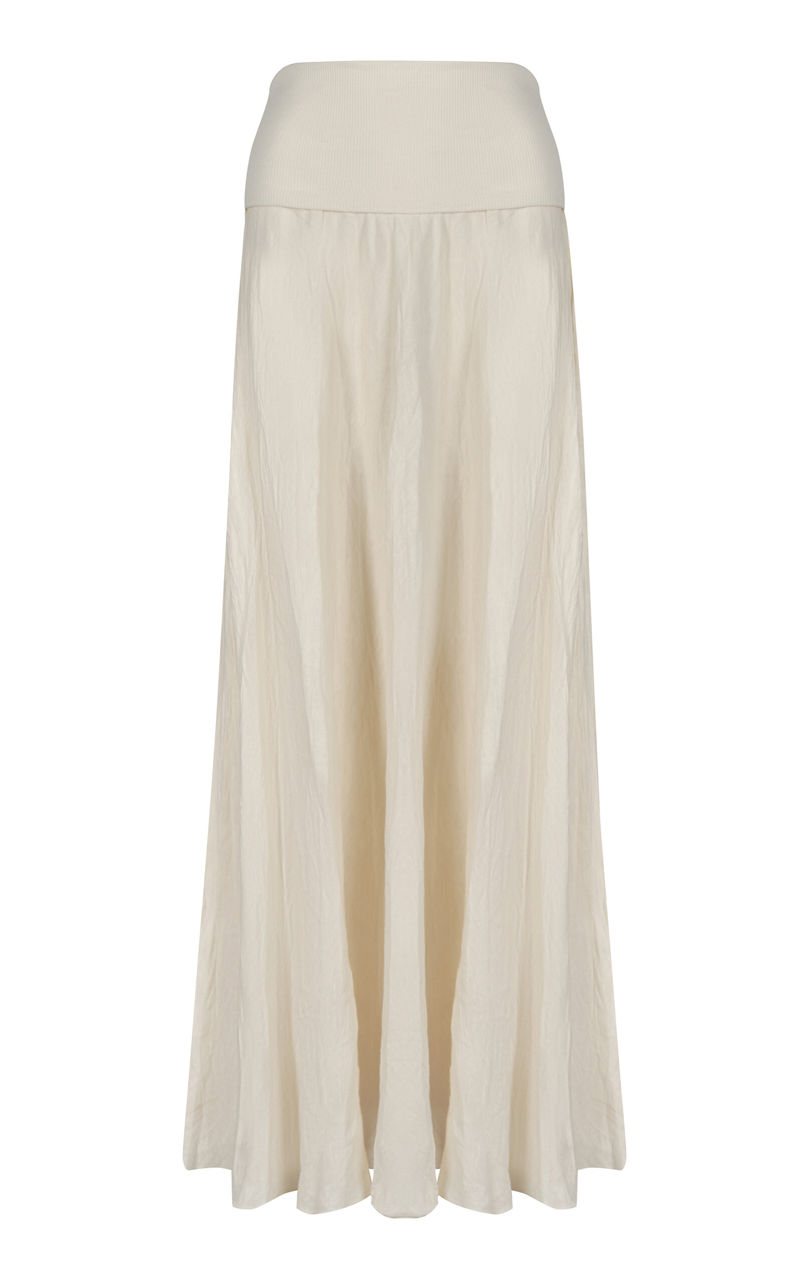 Johanna Ortiz Light And Sound Pleated Organic Linen Maxi Skirt In Off-white