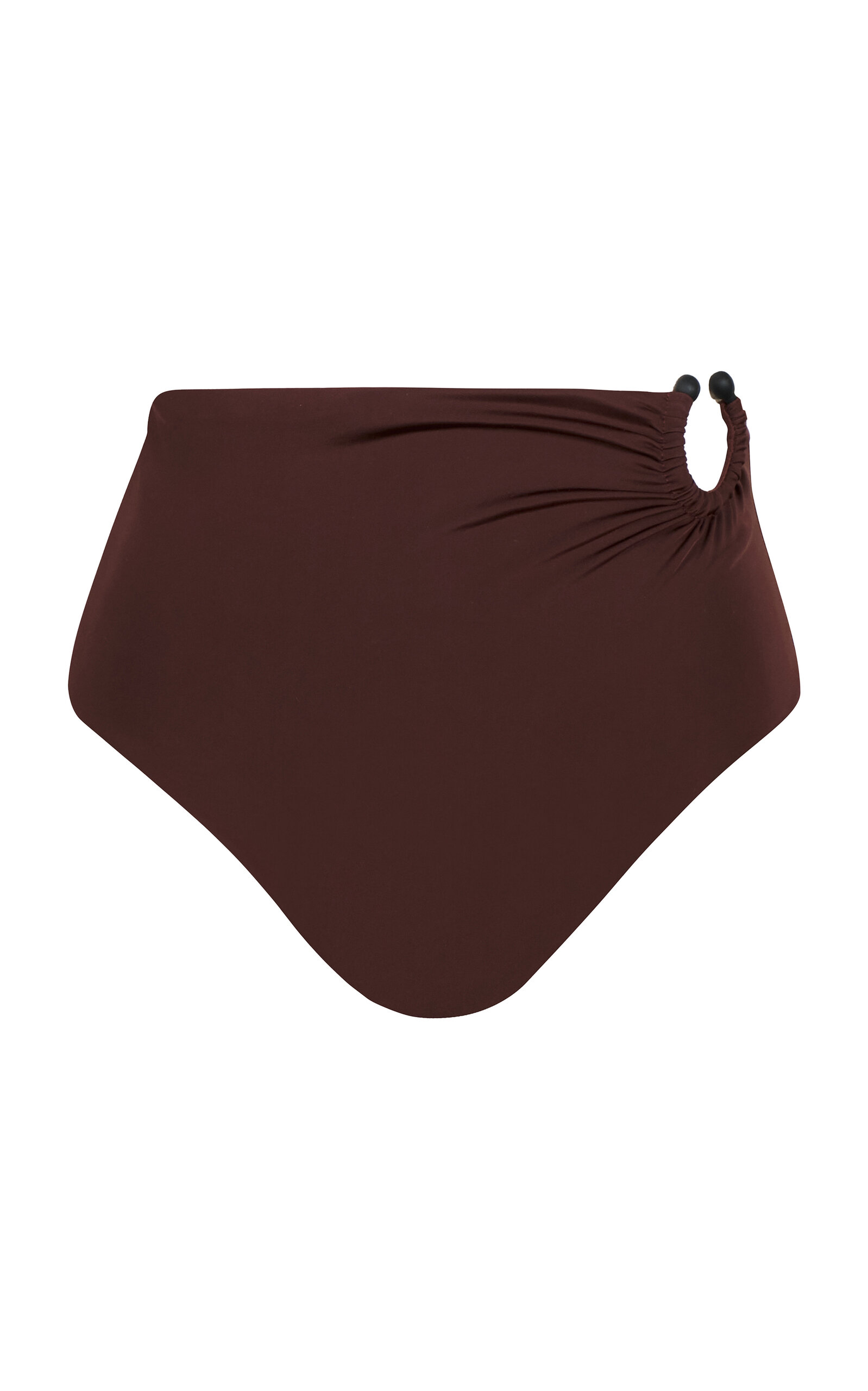 Johanna Ortiz Taita Ring-detailed High-waisted Bikini Bottom In Brown