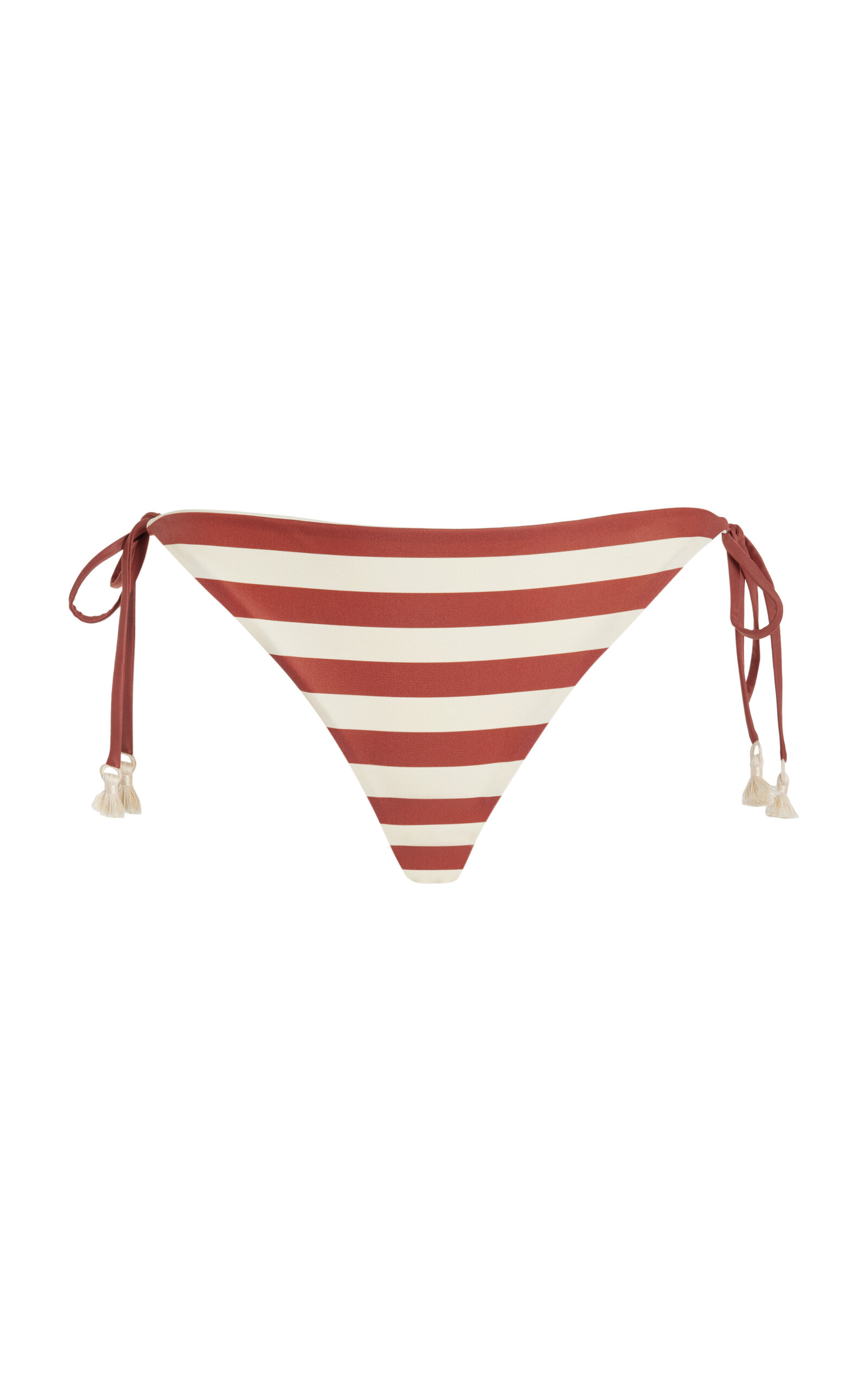 Johanna Ortiz Riverside Ring-detailed High-waisted Bikini Bottom In Stripe