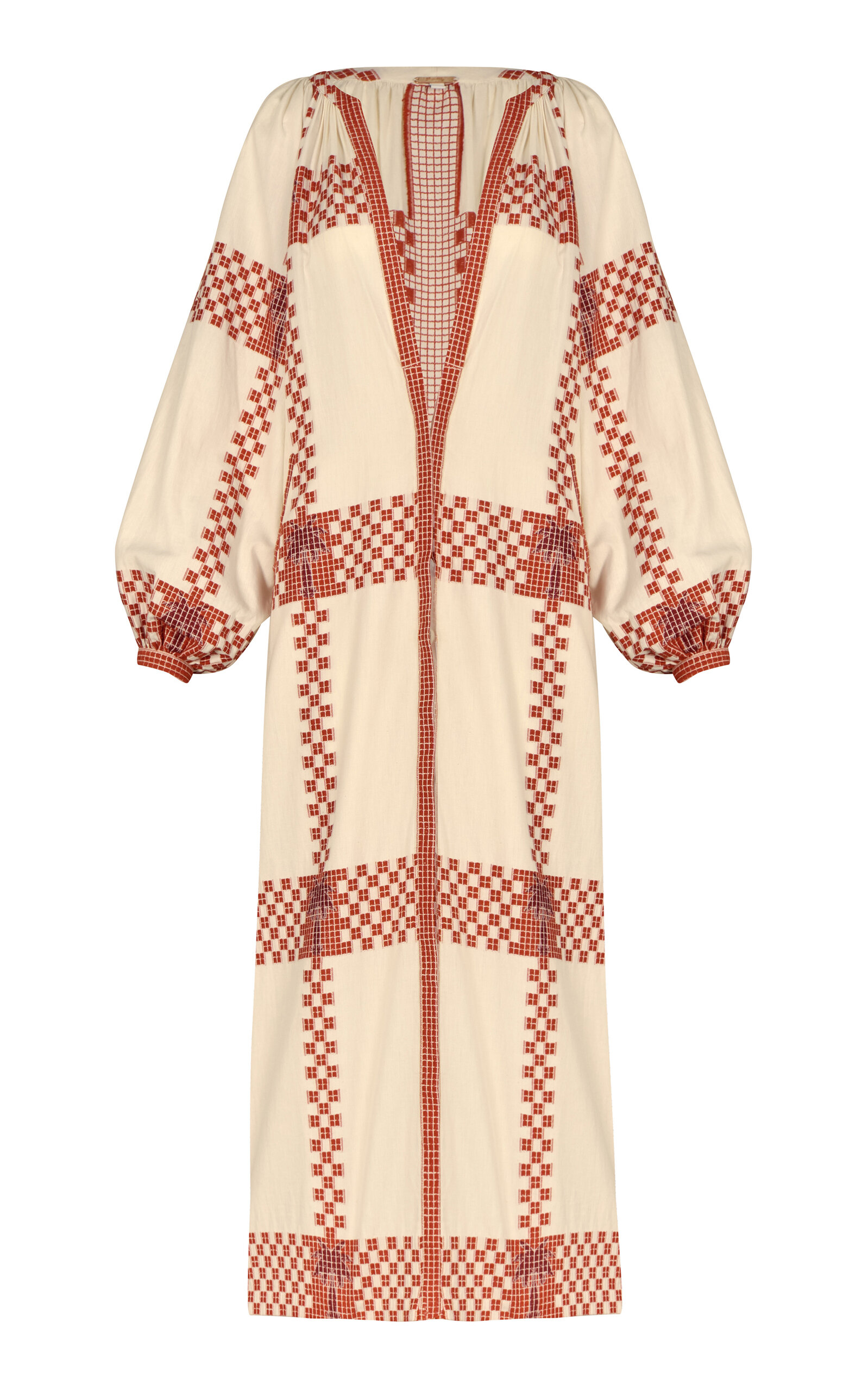 Shop Johanna Ortiz Diosa Geometrica Plunged Cotton Maxi Dress In Print