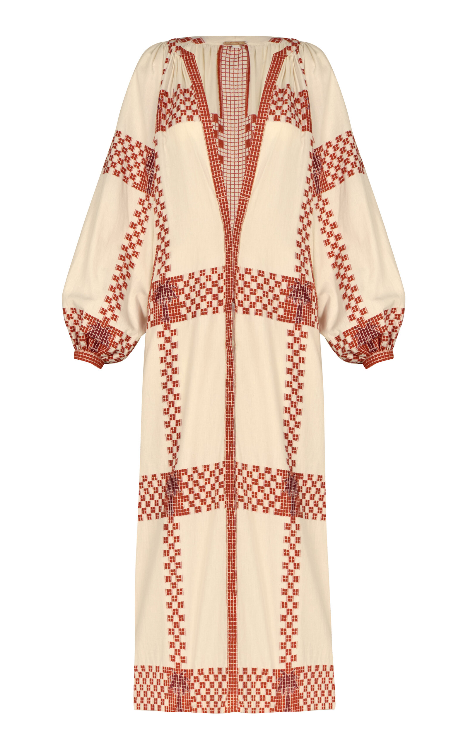 JOHANNA ORTIZ DIOSA GEOMETRICA PLUNGED COTTON MAXI DRESS