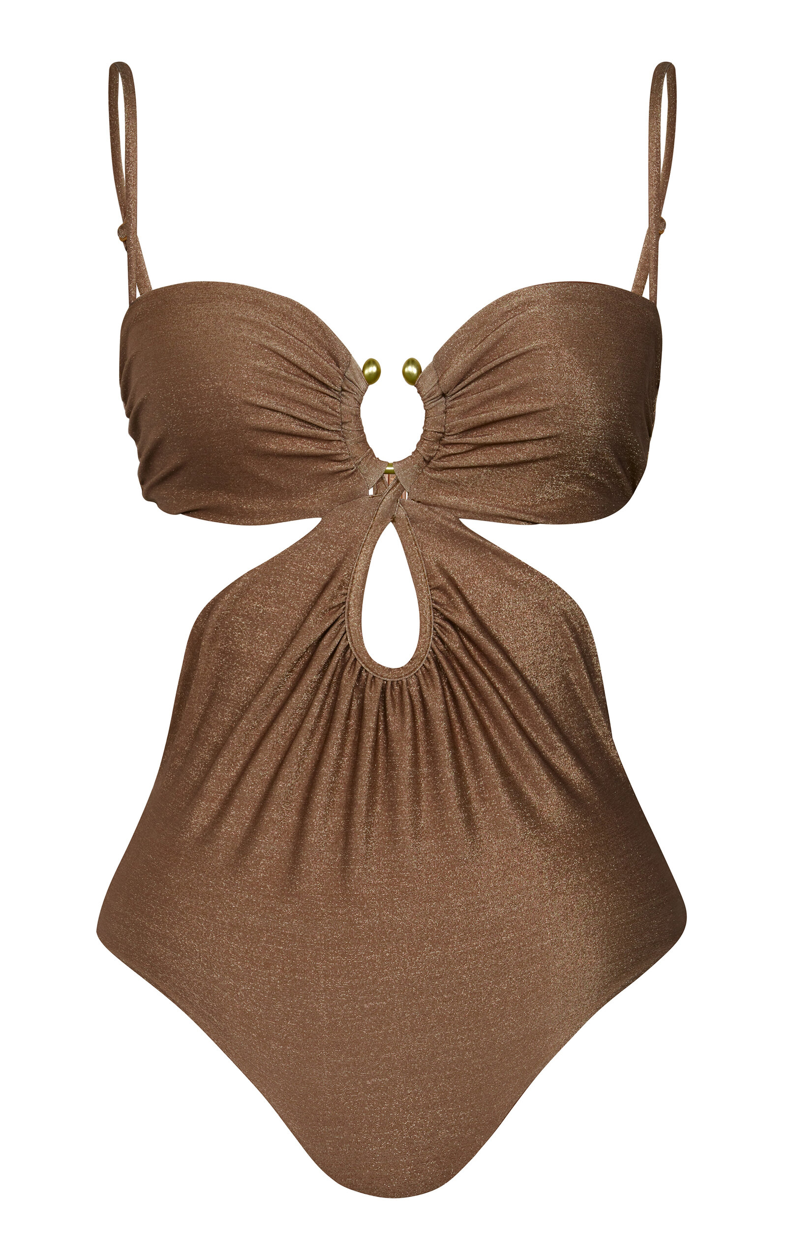 Johanna Ortiz - Huachuma Glittered Cutout One-Piece Swimsuit - Brown - S - Only At Moda Operandi