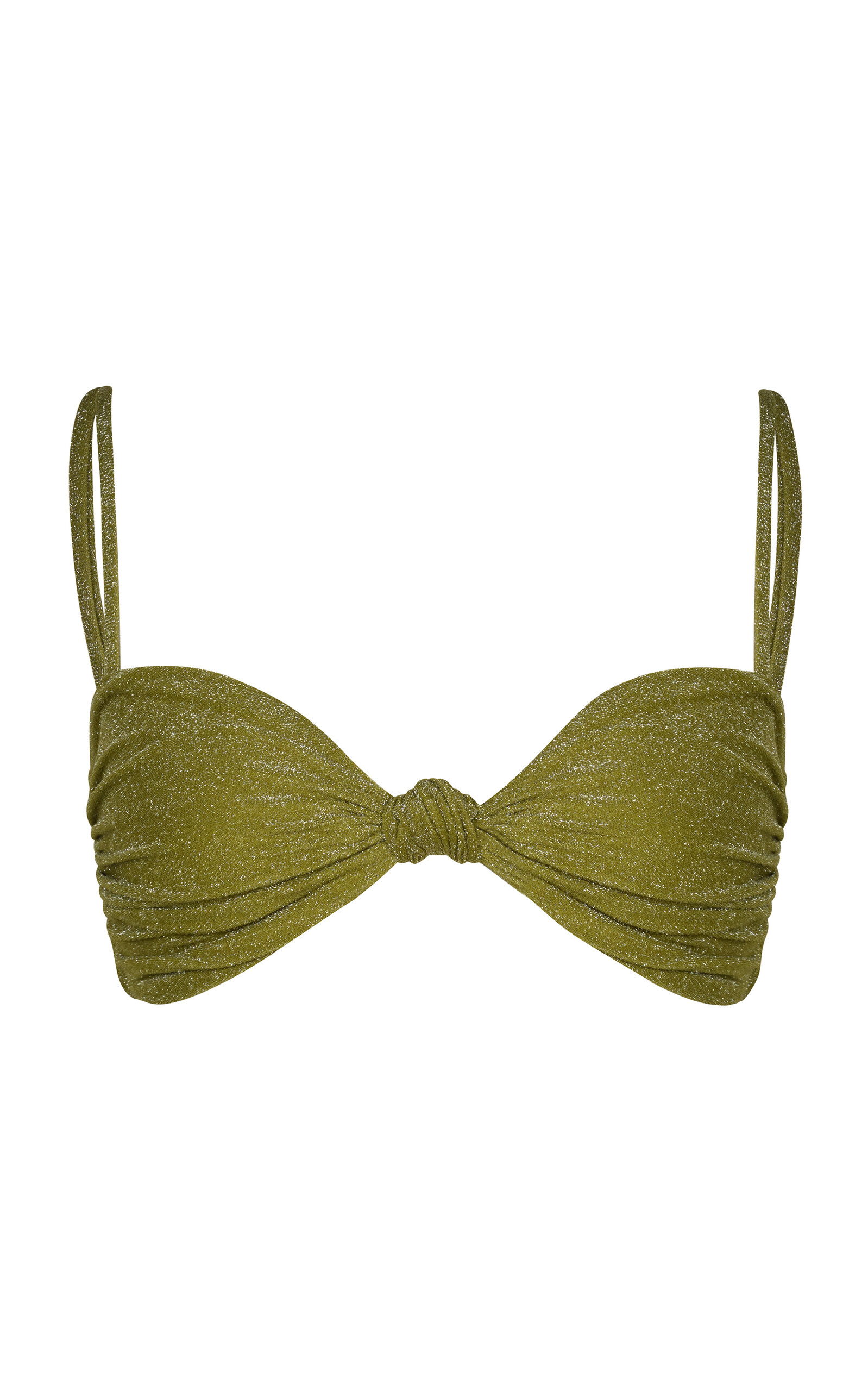 Shop Johanna Ortiz Heliconia Glittered Bikini Top In Green