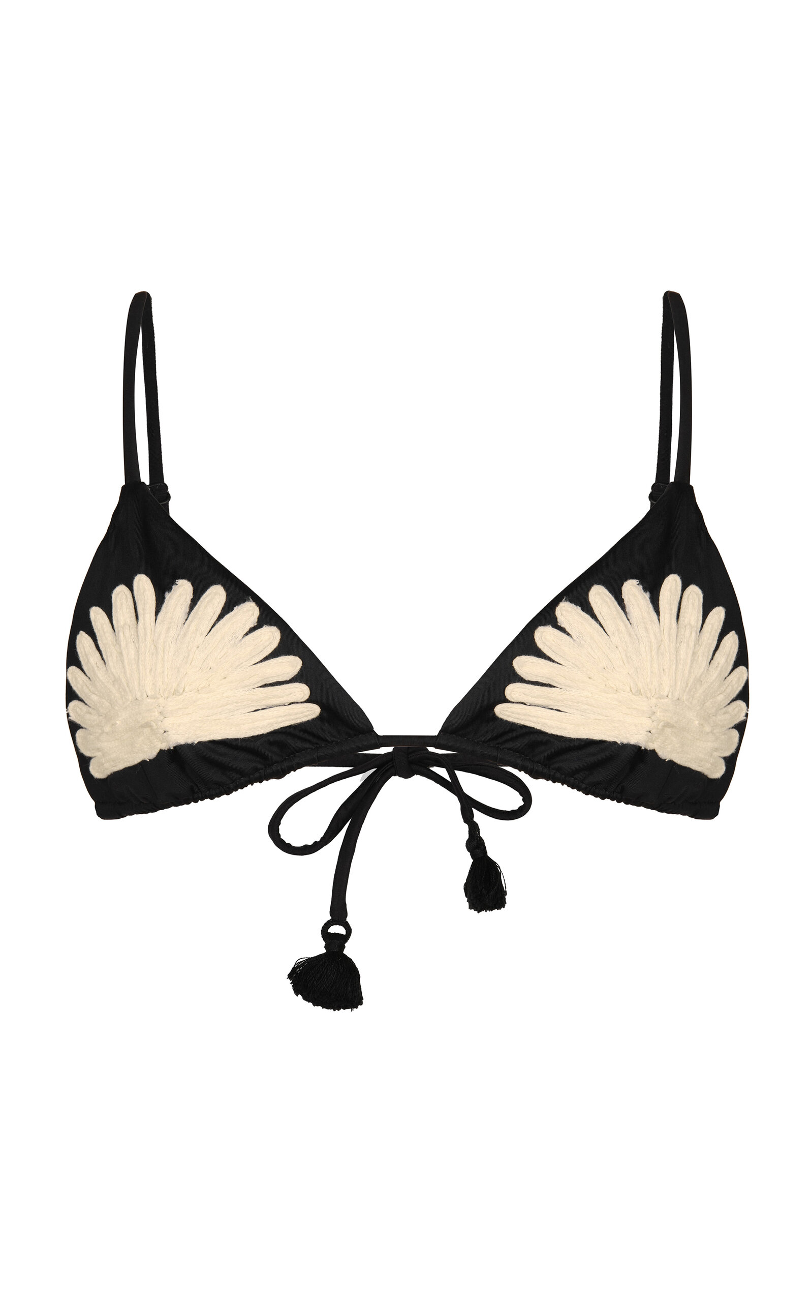 Johanna Ortiz Visionary Arts Embroidered Triangle Bikini Top In Black