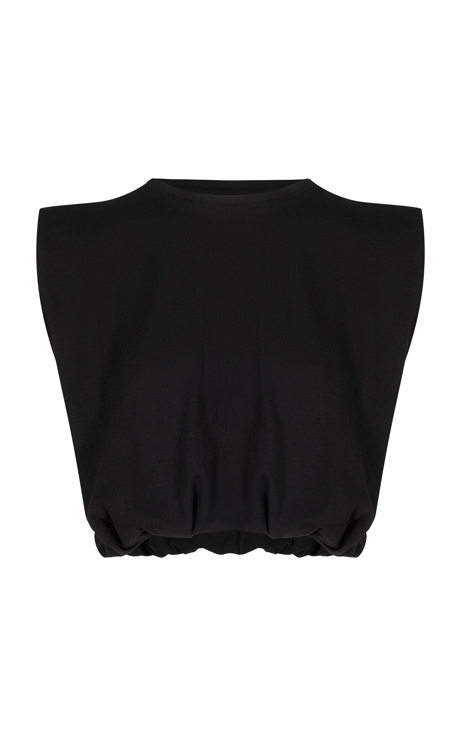 Shop Johanna Ortiz Muraya Gathered Cotton Crop Top In Black
