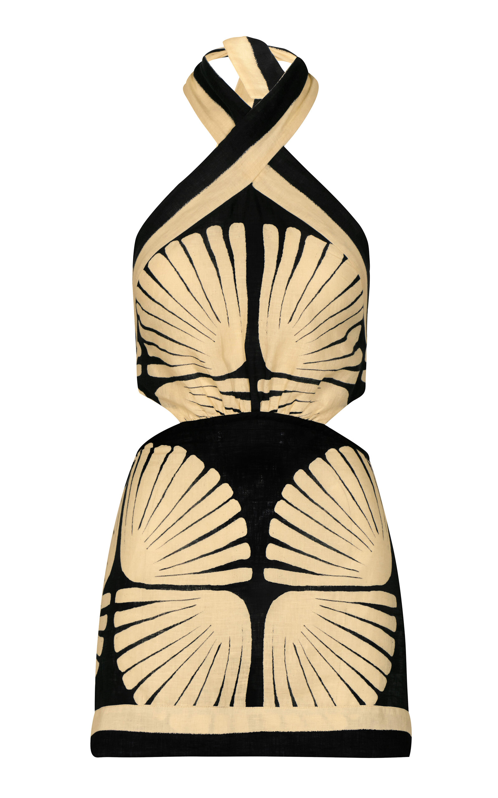 Shop Johanna Ortiz River Ritual Twisted Halter Linen Mini Dress In Print