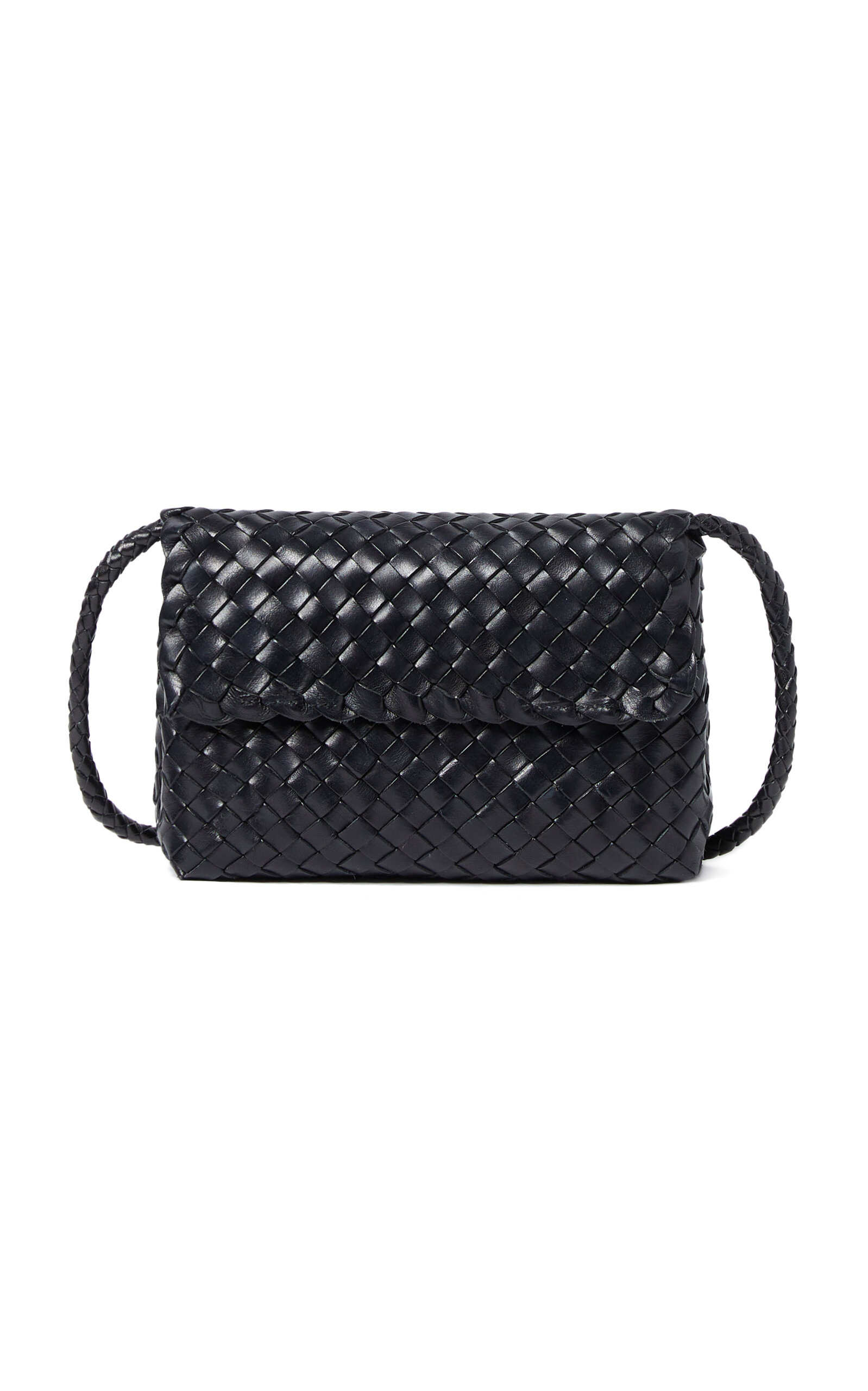 Billie Flap-Front Woven Leather Shoulder Bag