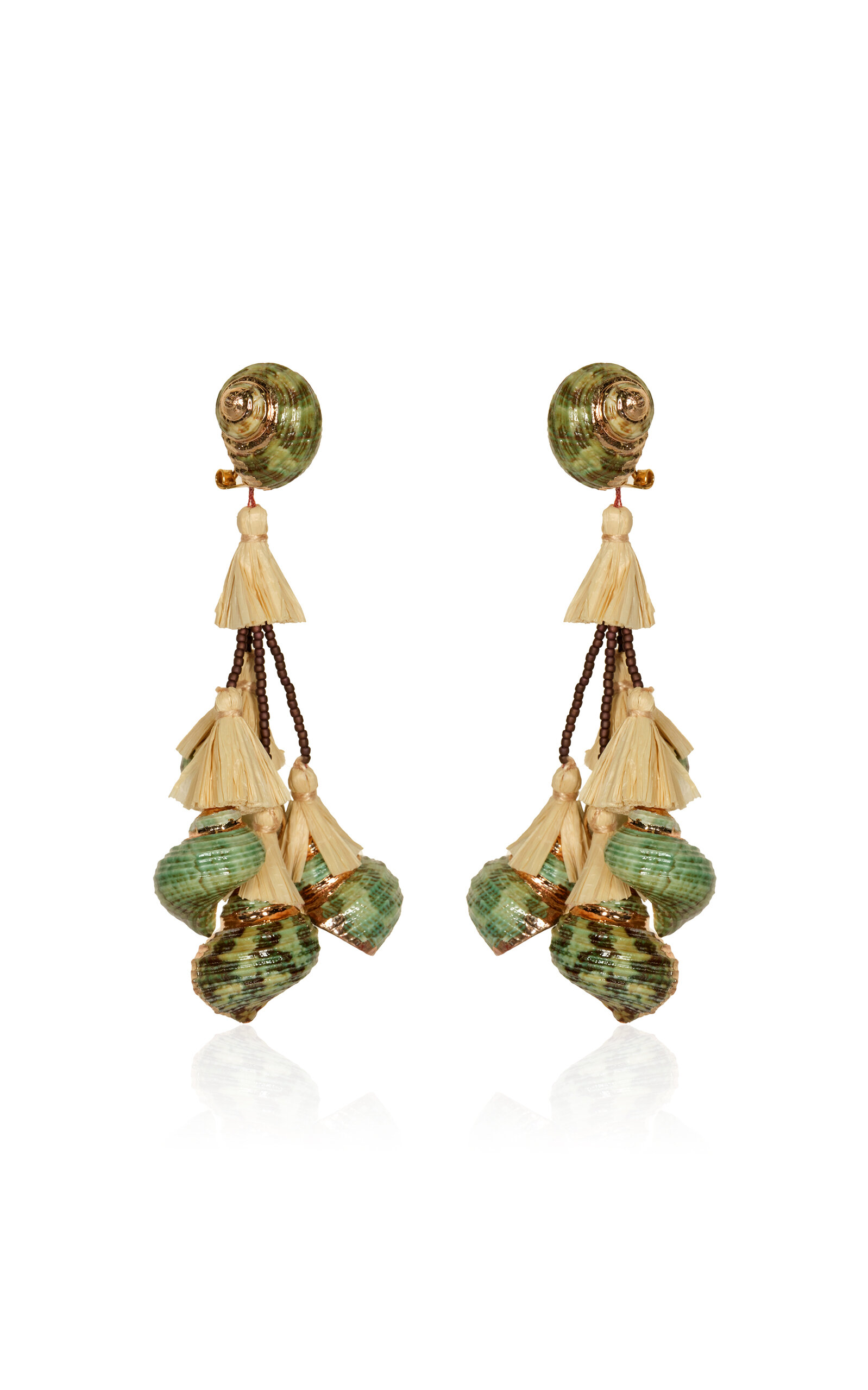 Johanna Ortiz Espiral Sagrado Natural Shell Earrings In Green