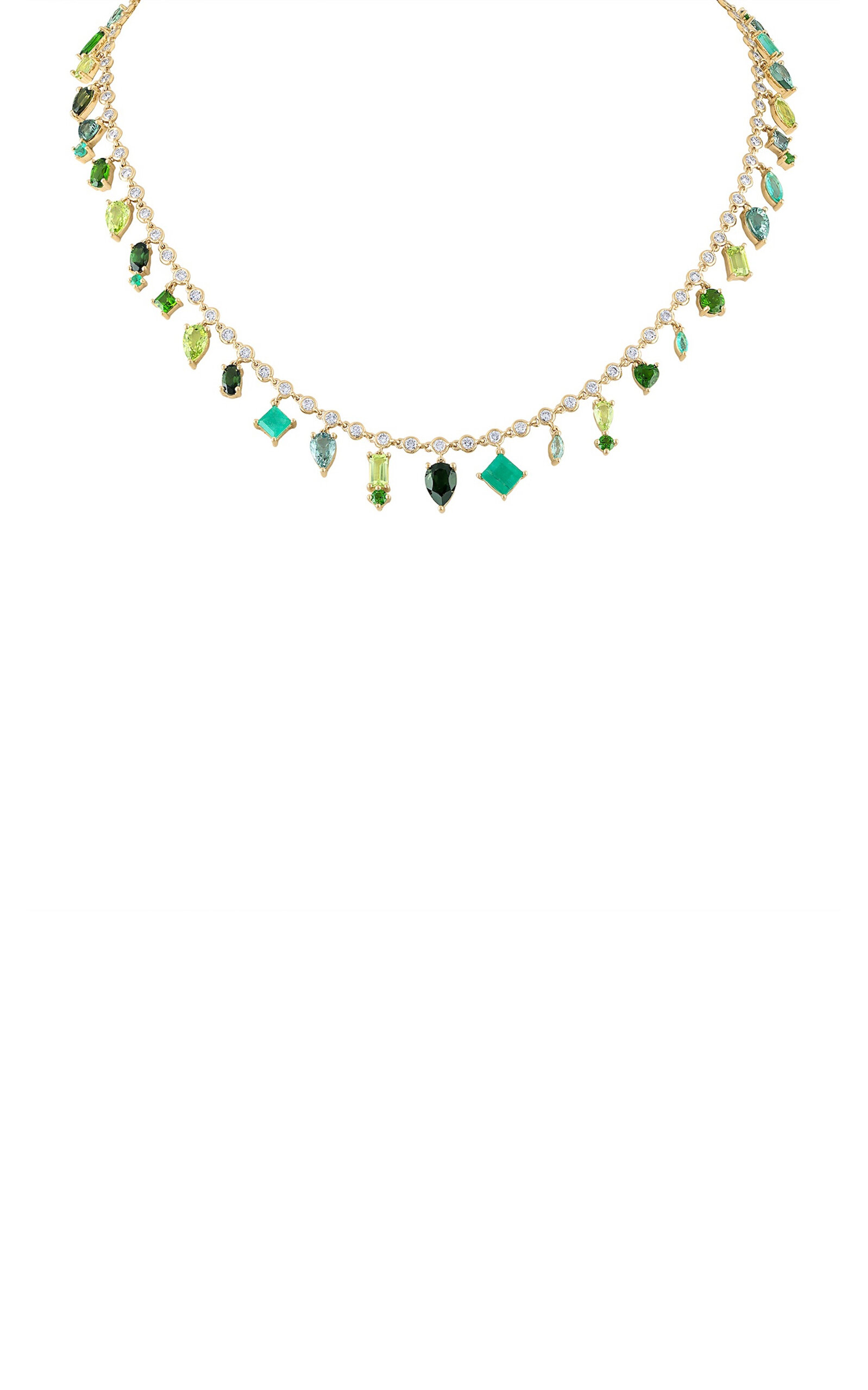 Shades of Green 14K Yellow Gold Necklace