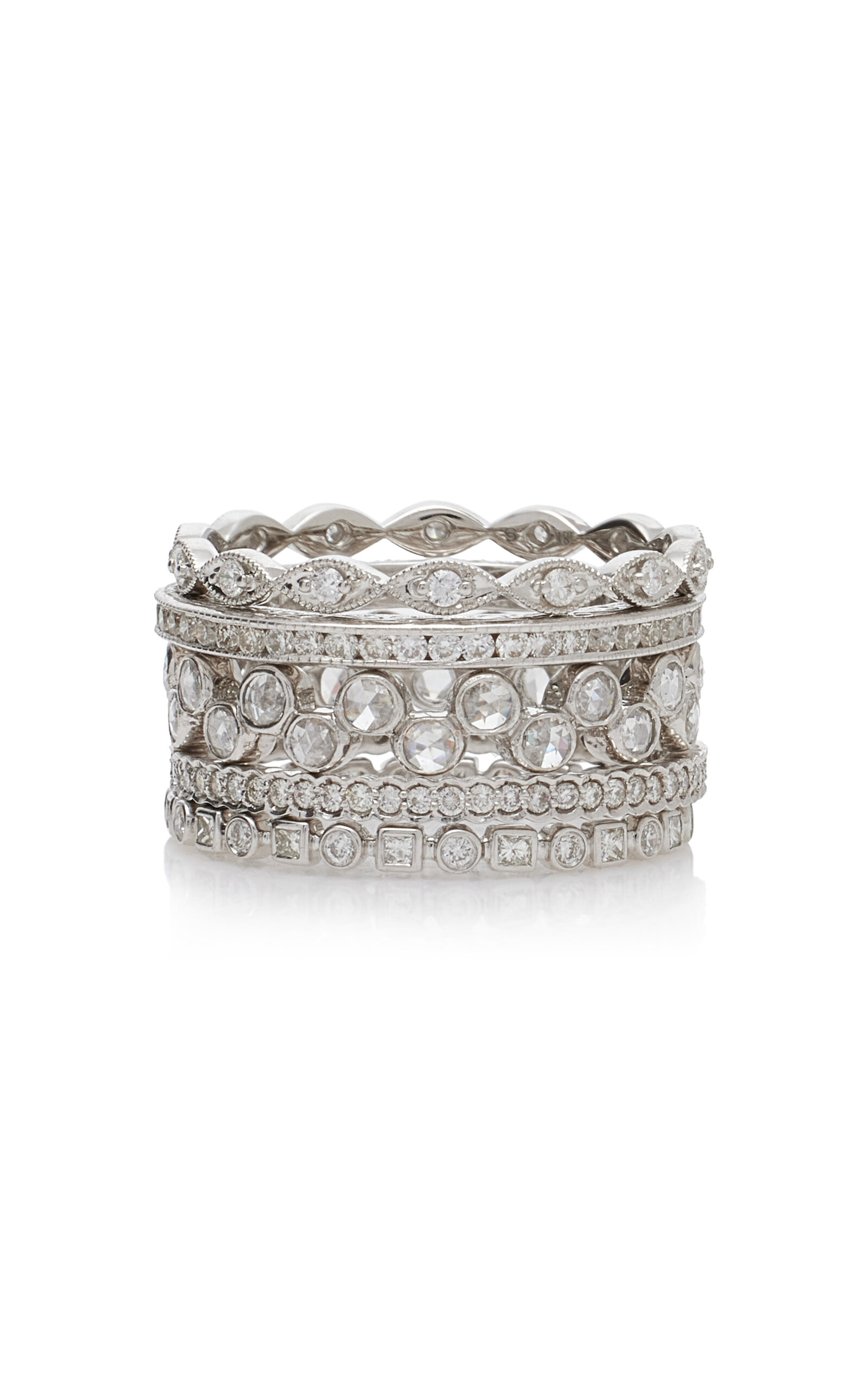 Sethi Couture Set-of-five 18k White Gold Diamond Rings