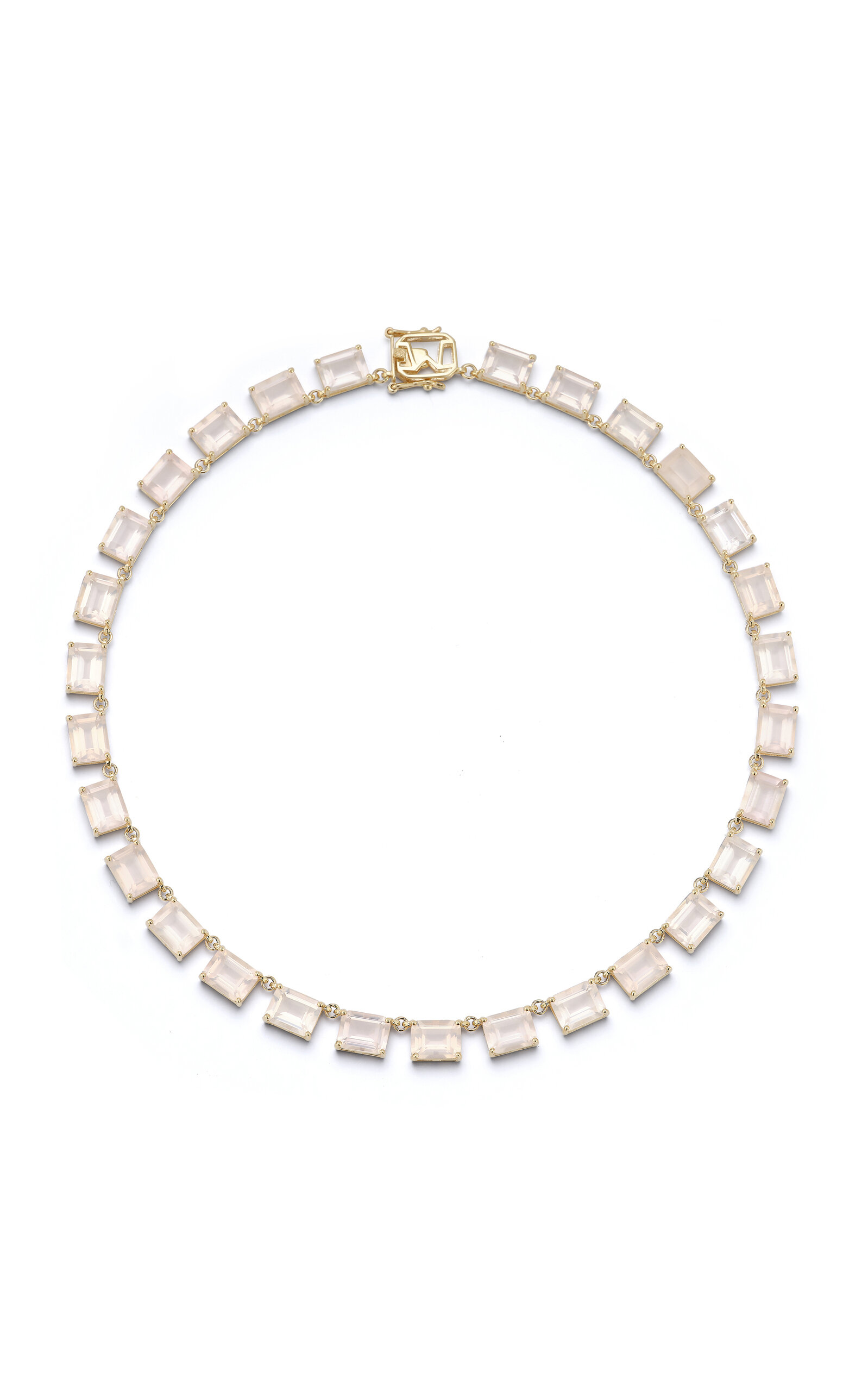 Mateo 14k Yellow Gold Quartz Riviera Necklace In Pink