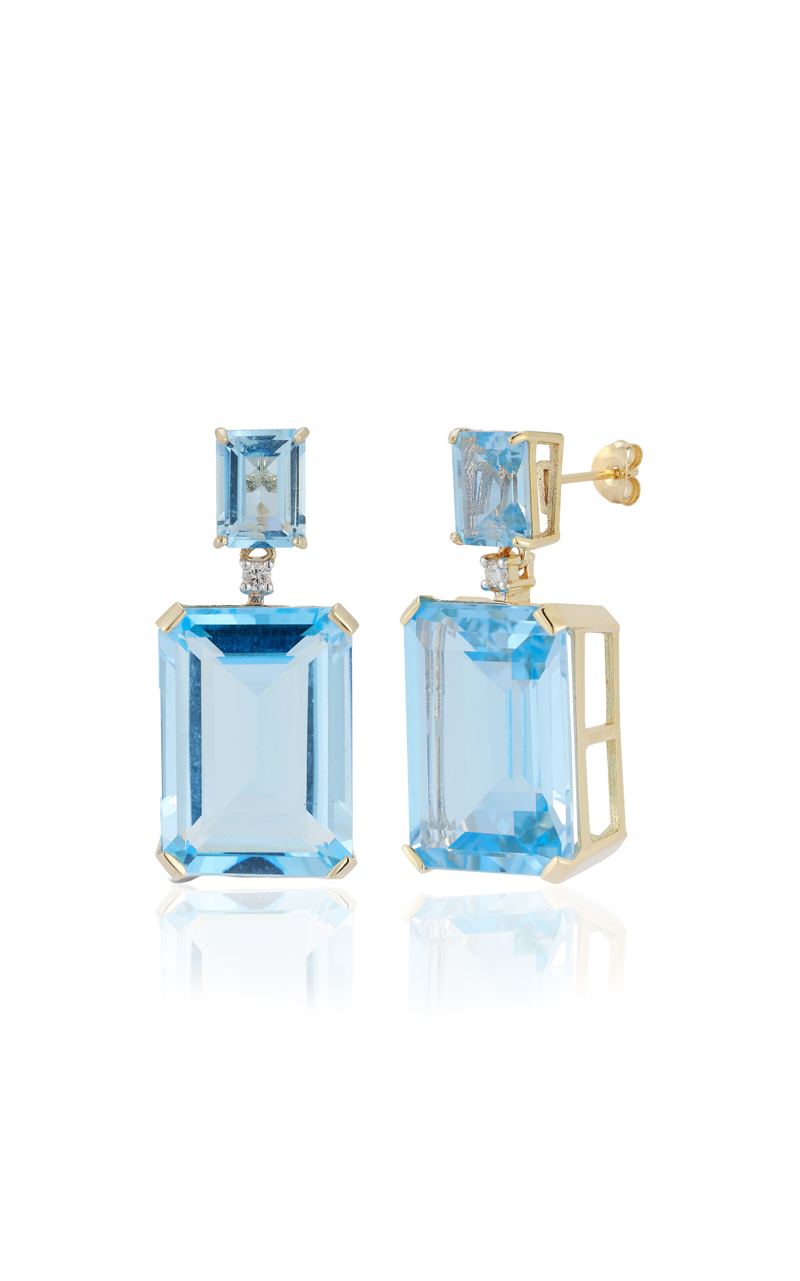 Mateo Frame 14k Yellow Gold Topaz Earrings In Blue