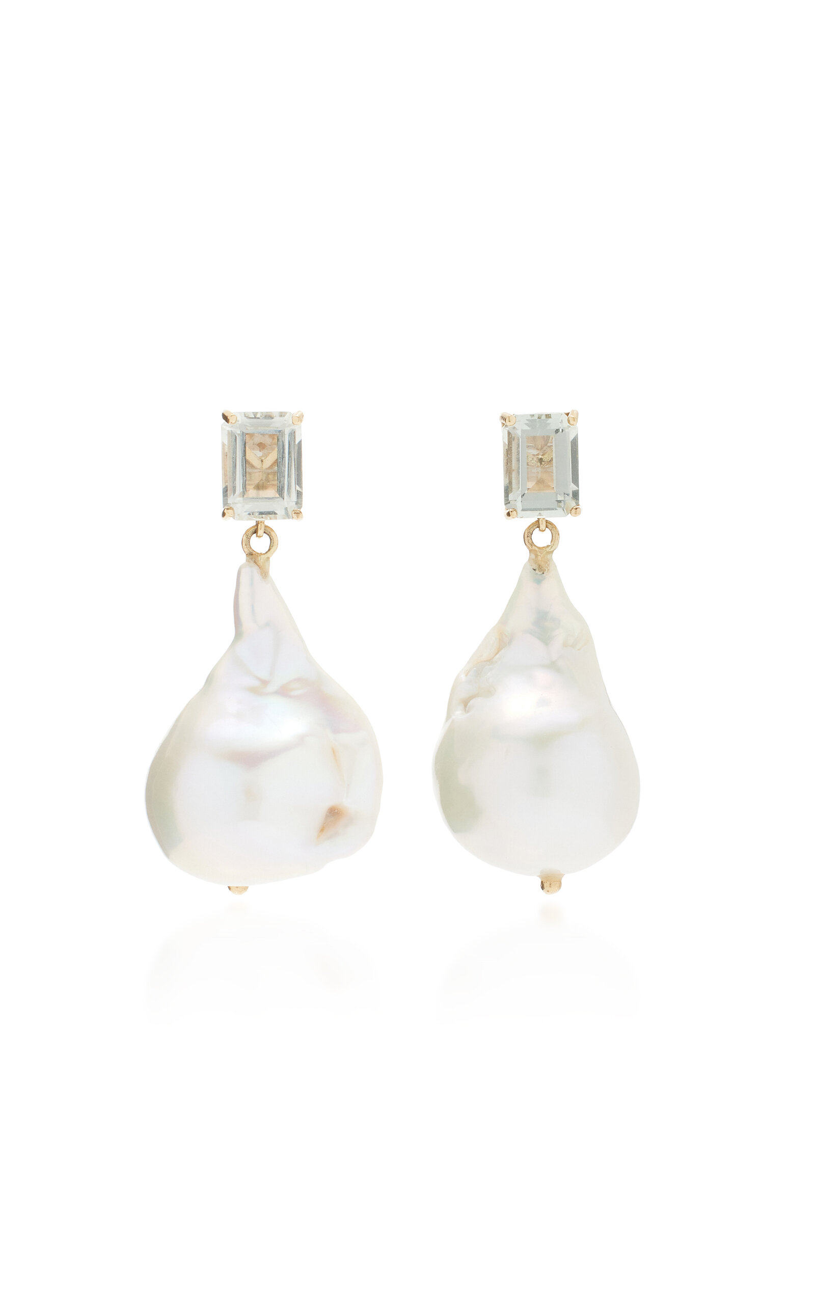 Shop Mateo 14k Yellow Gold Amethyst; Pearl Earrings In White