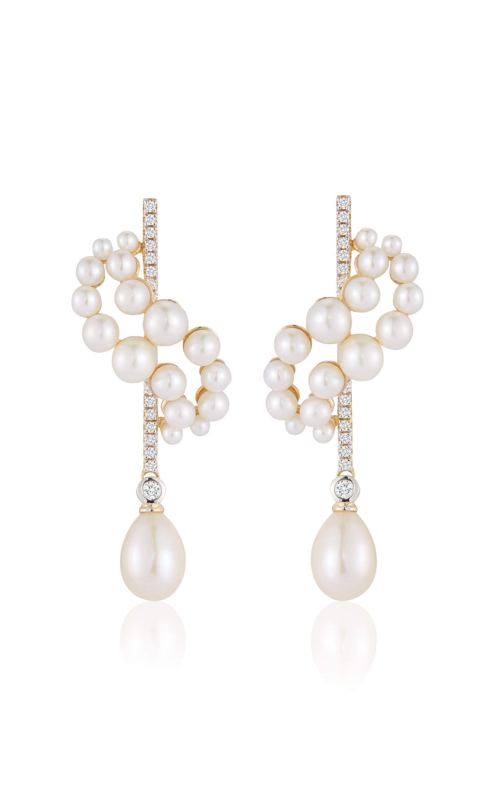 Shop Mateo 14k Yellow Gold Diamond; Pearl Earrings
