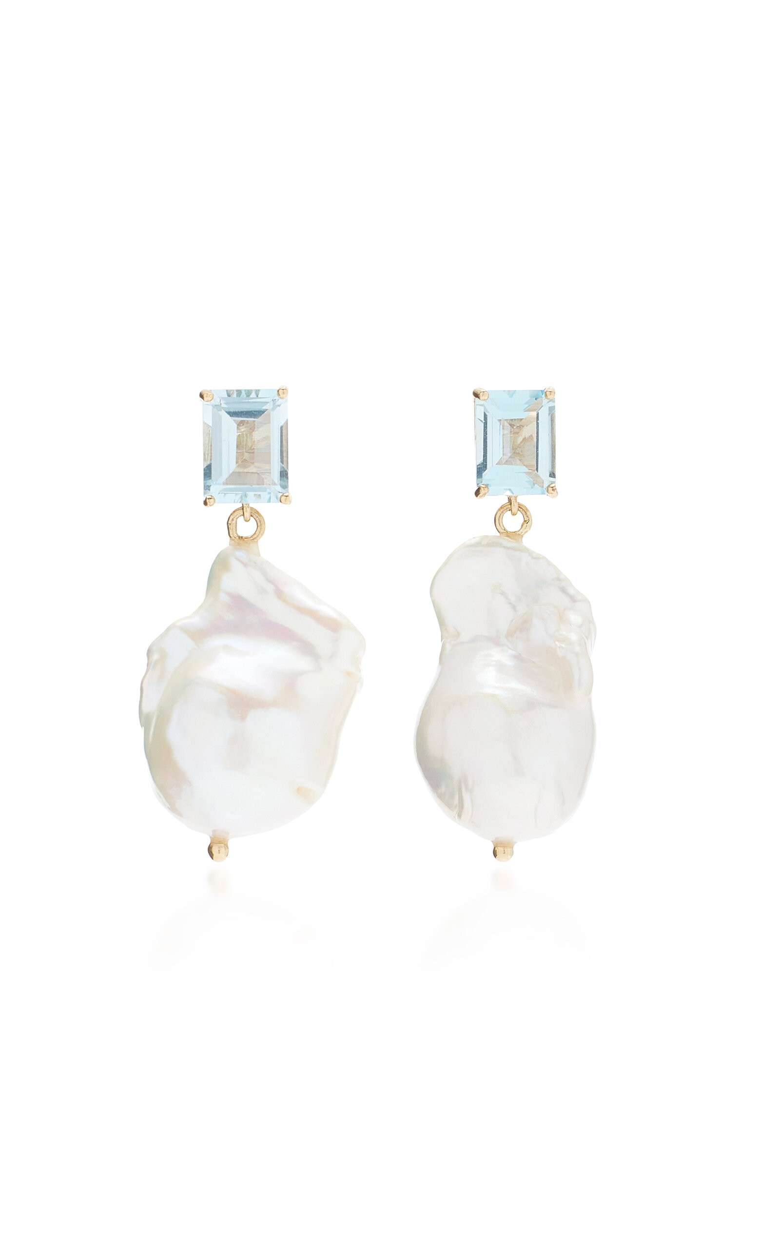 Shop Mateo 14k Yellow Gold Topaz; Pearl Earrings In White