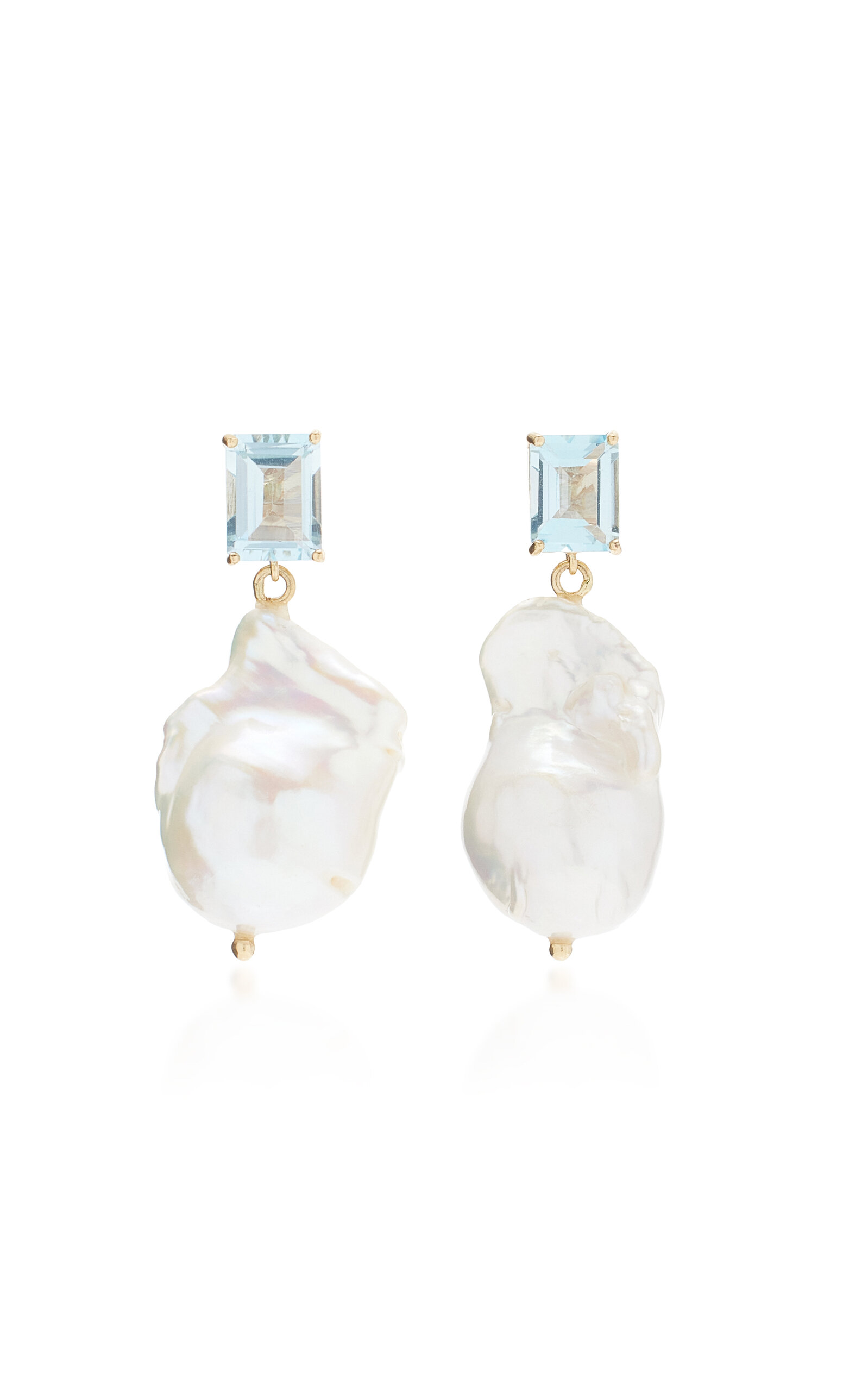 Mateo 14k Yellow Gold Pearl And Topaz Drop Earrings In White
