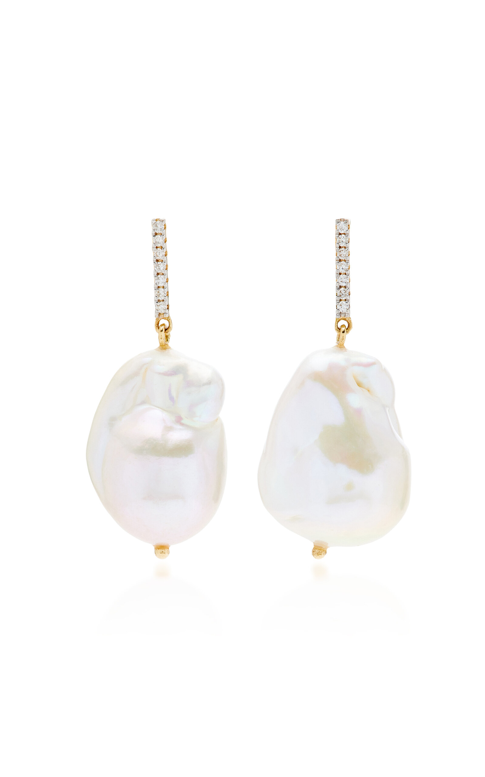 Mateo 14k Yellow Gold Diamond; Pearl Earrings In White