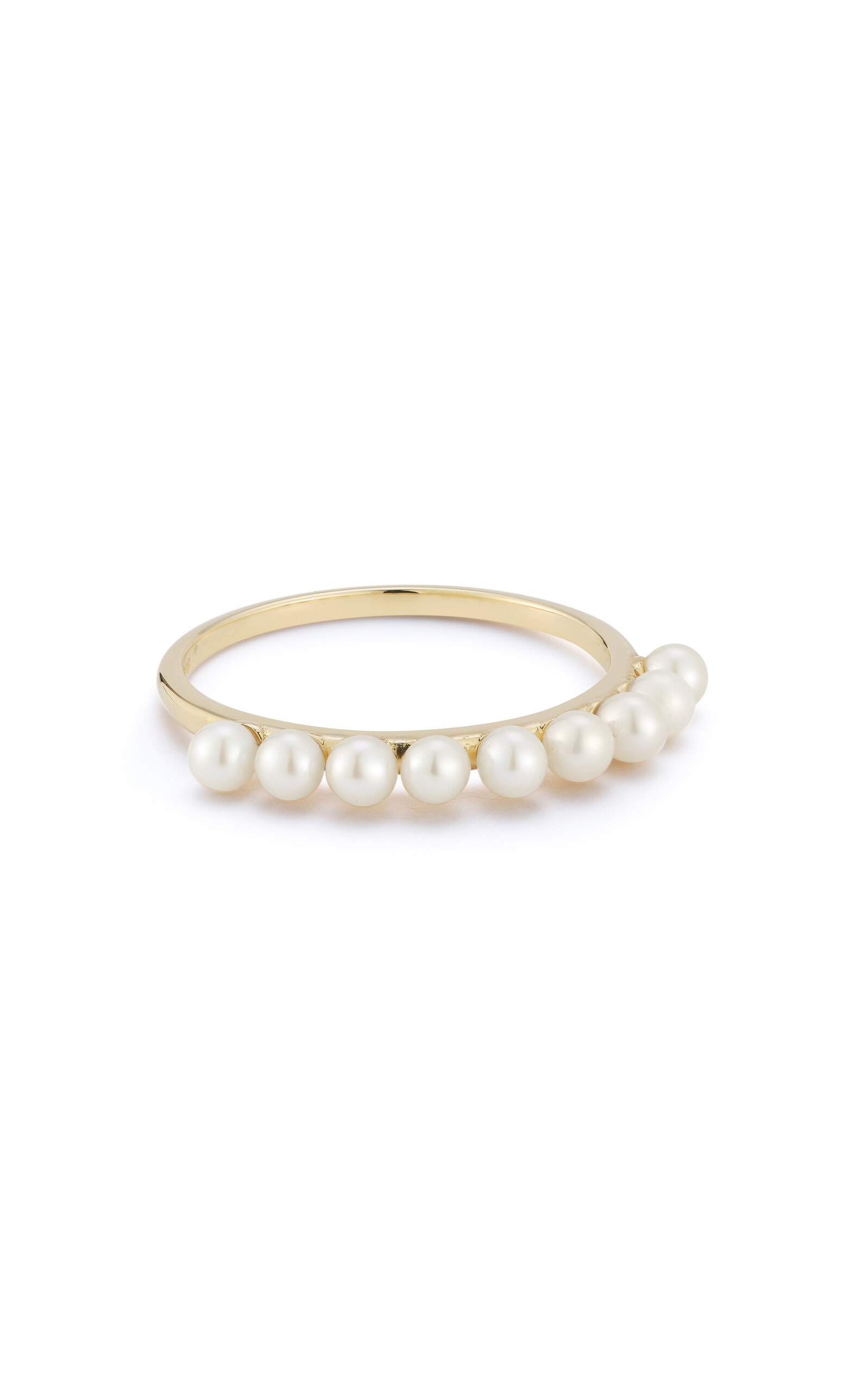 14K Yellow Gold Diamond; Pearl Ring