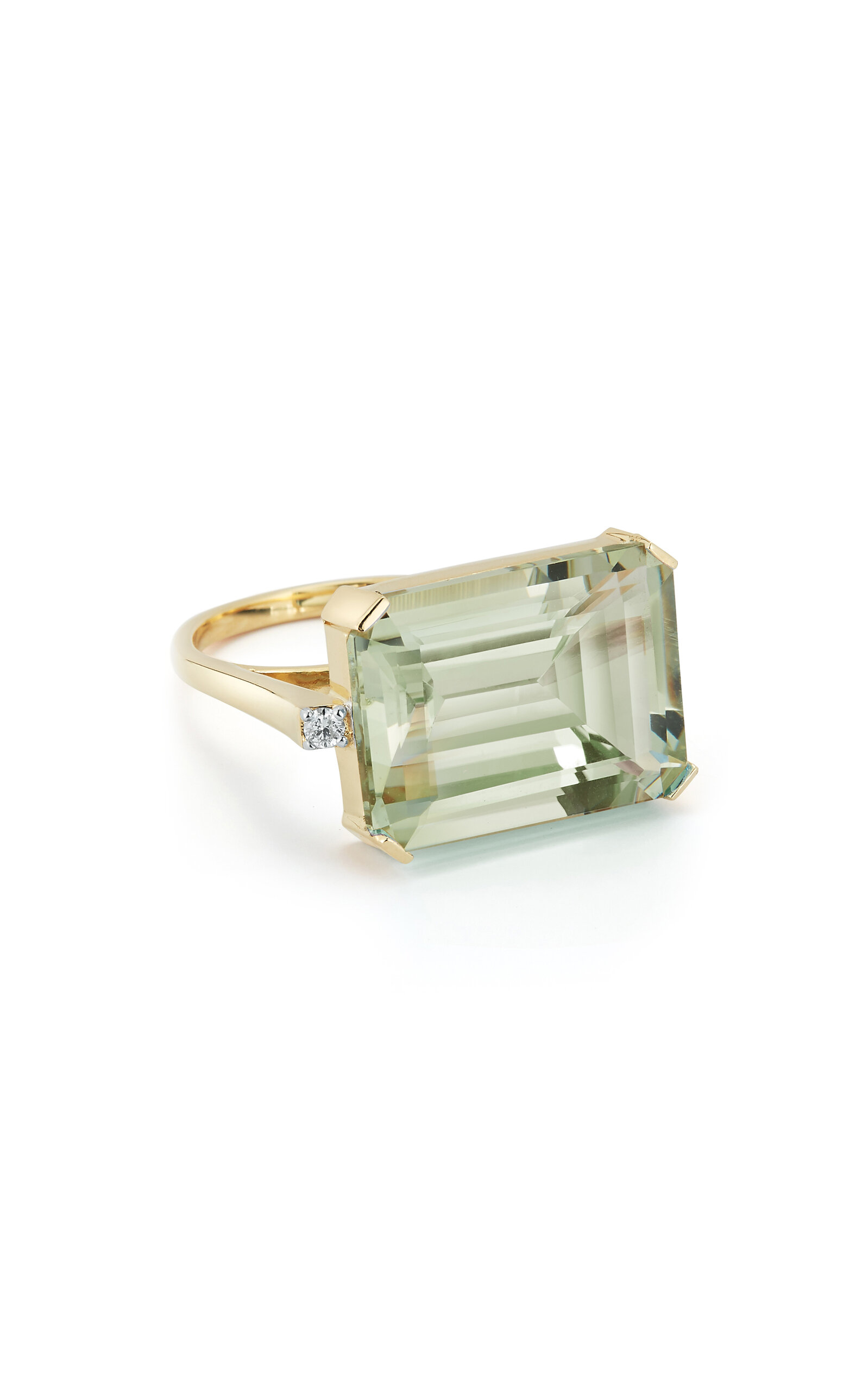 East West 14K Yellow Gold Amethyst Ring