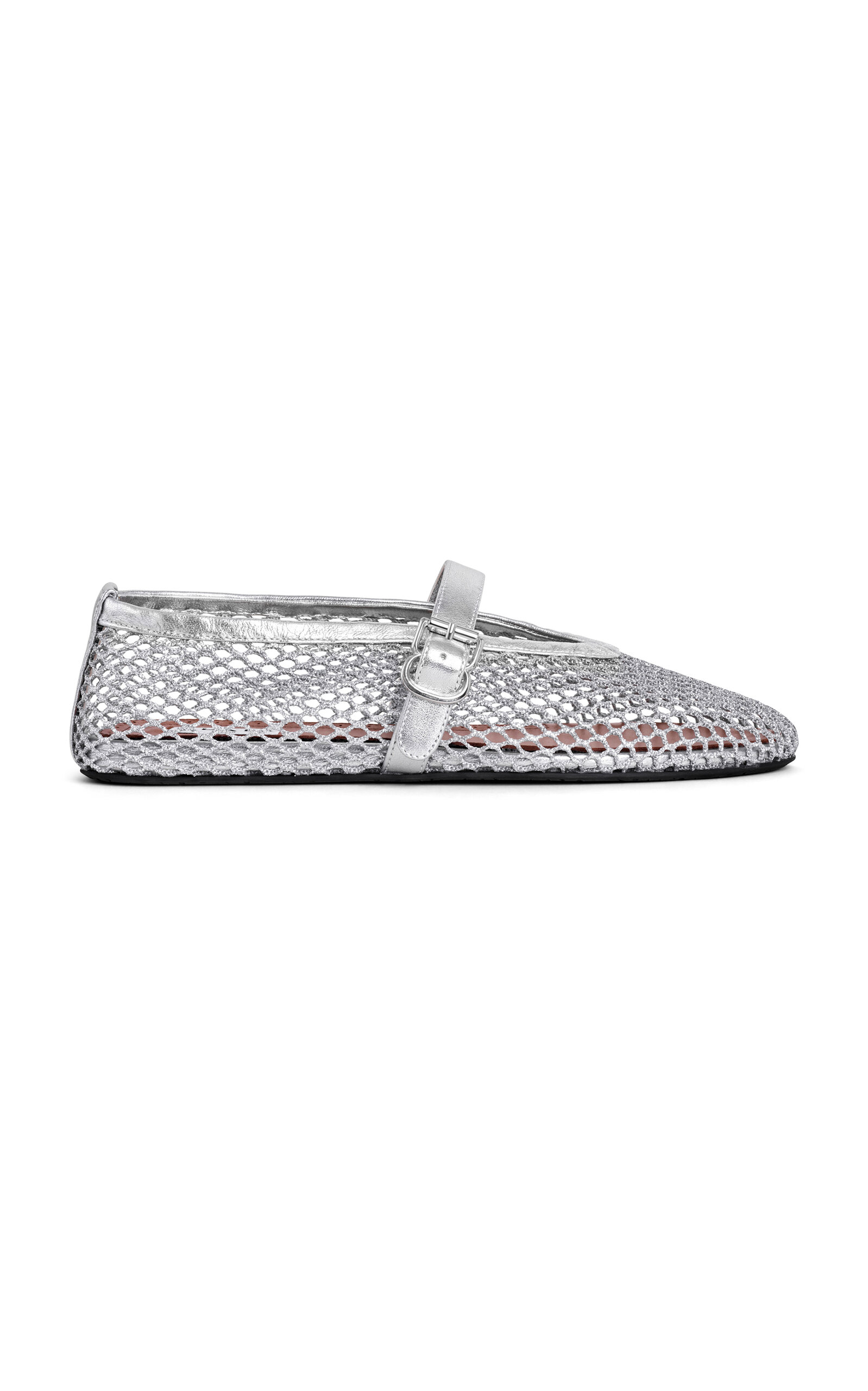 ALAÏA Metallic Mesh Mary Jane Flats - Moda Operandi