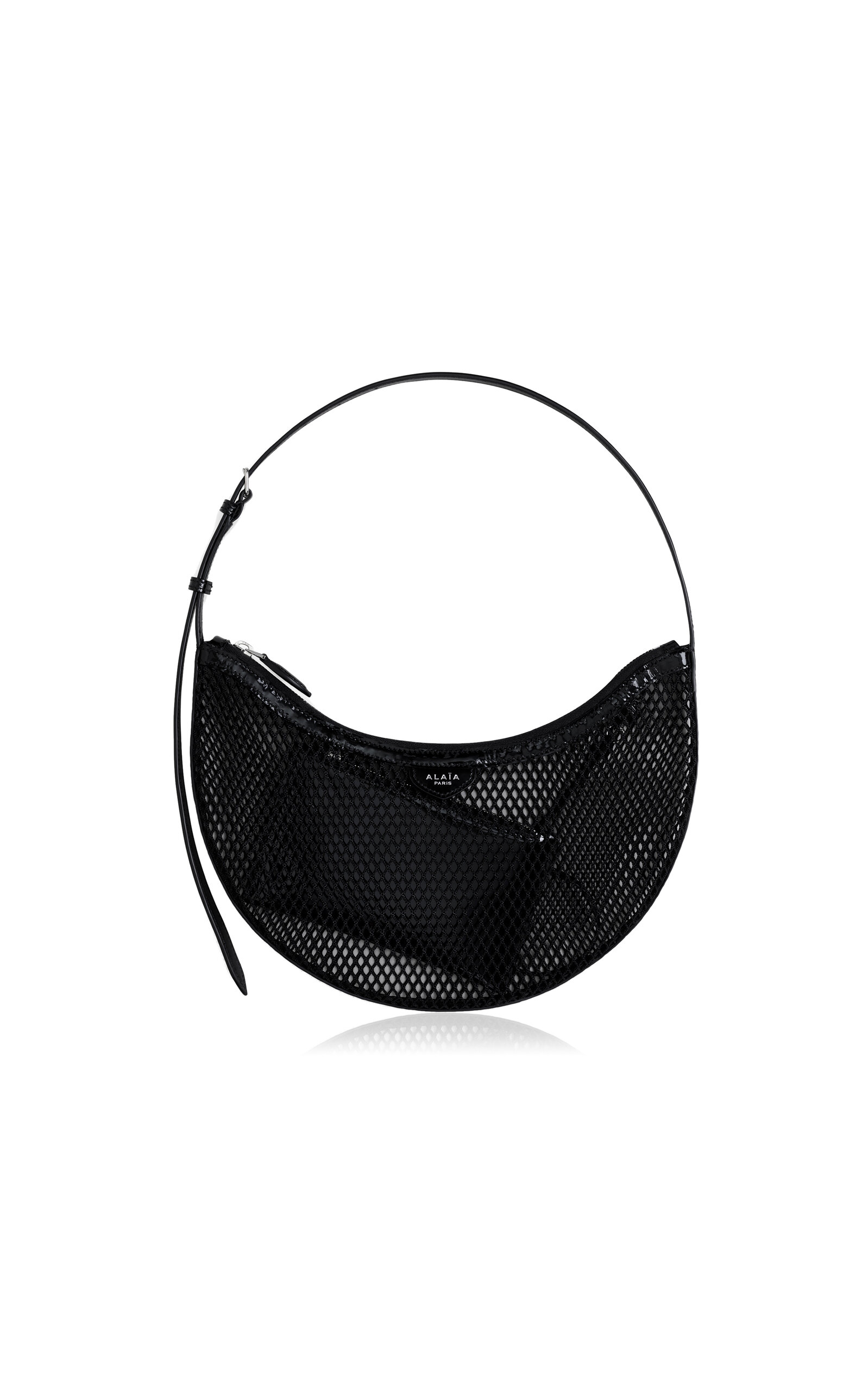 One Piece Demi Leather-Trimmed Mesh Shoulder Bag