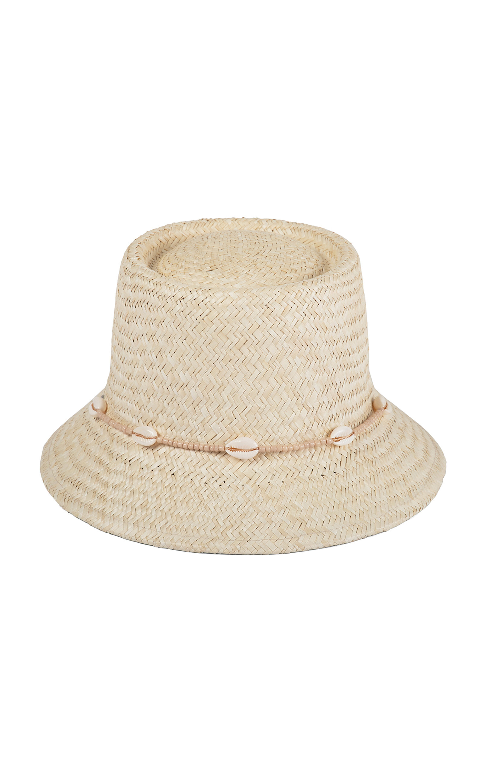 Lack Of Color The Inca Shell-embellished Raffia Bucket Hat In Neutral